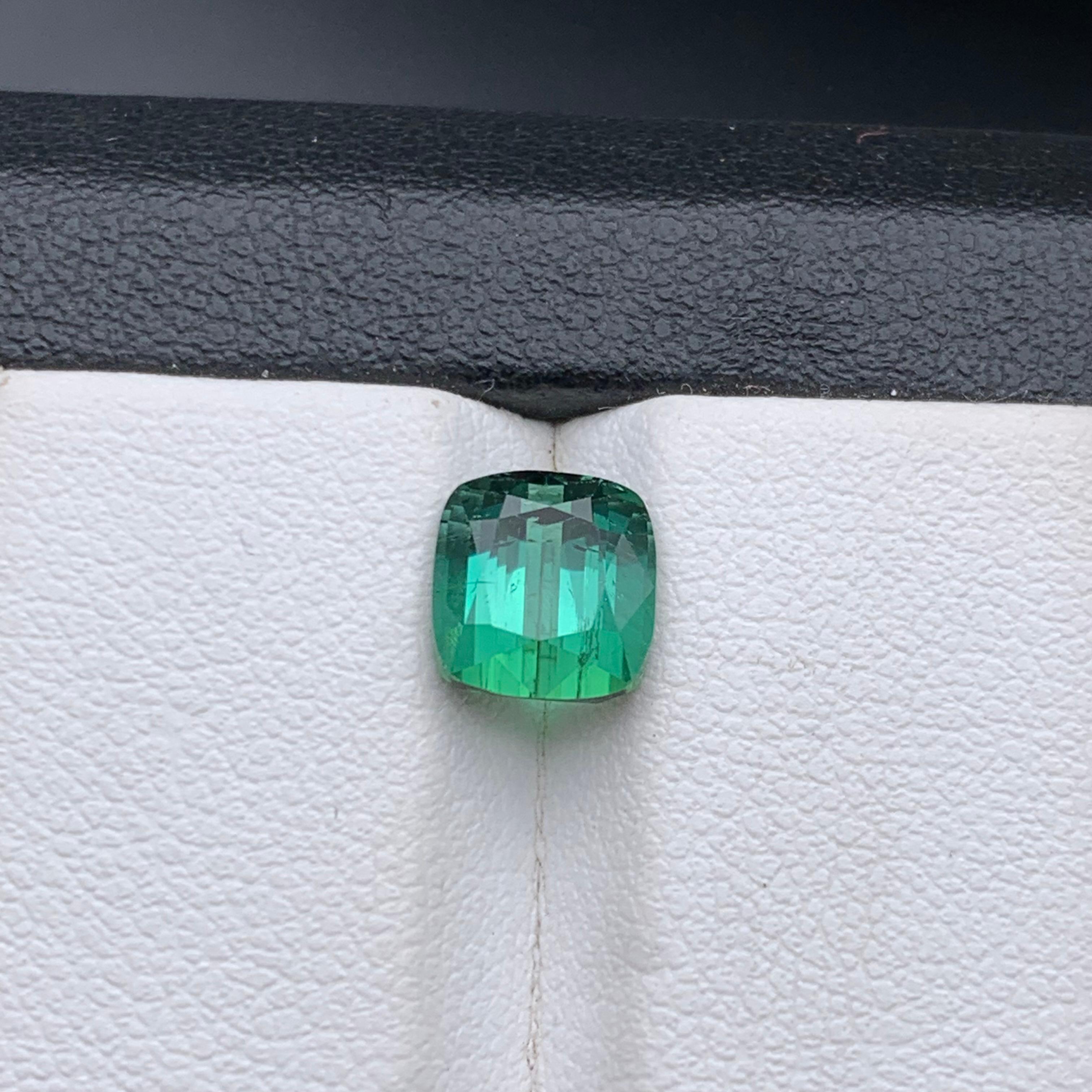 Anillo de turmalina natural verde azulada Piedra suelta 2,15 CT Joyería talla cojín en venta 7