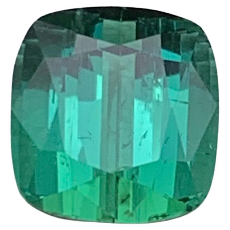Anillo de turmalina natural verde azulada Piedra suelta 2,15 CT Joyería talla cojín
