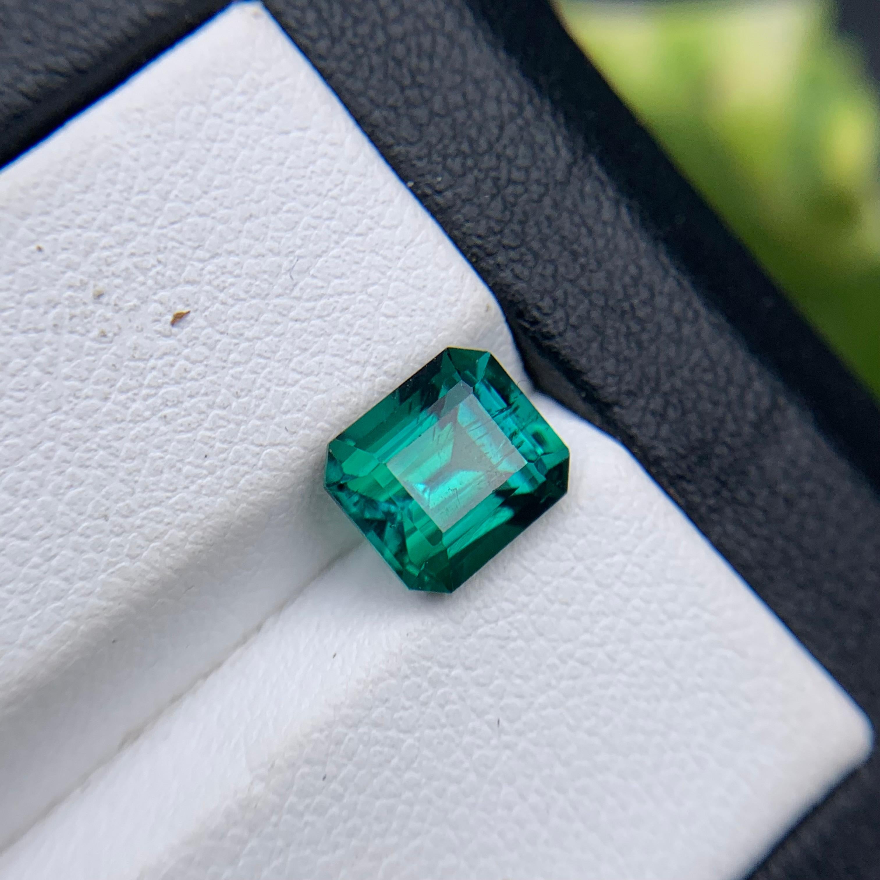 Bluish Green Natural Tourmaline Ring Loose Gemstone 2.35 Ct Emerald Cut-Jewelry For Sale 7