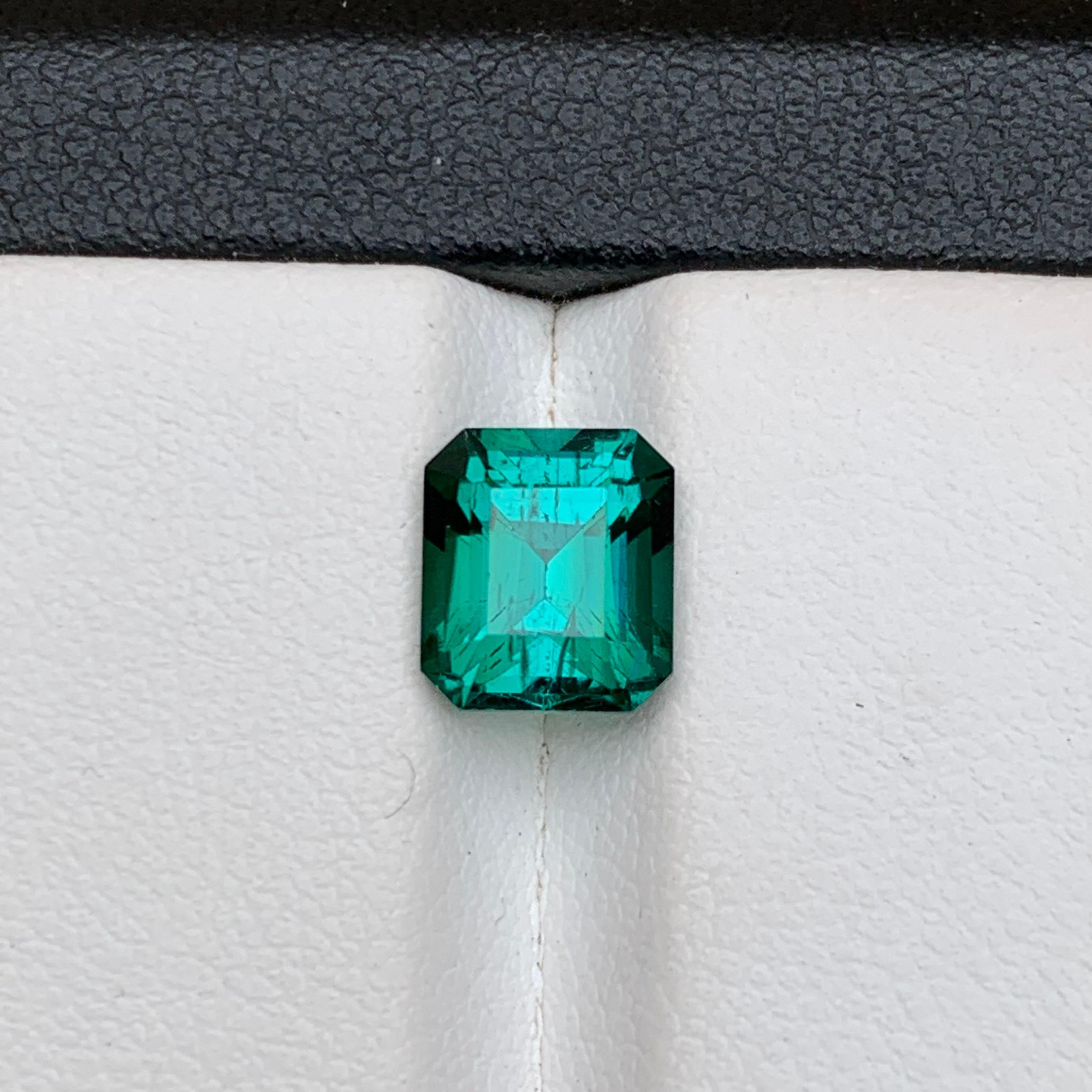 Bluish Green Natural Tourmaline Ring Loose Gemstone 2.35 Ct Emerald Cut-Jewelry For Sale 8