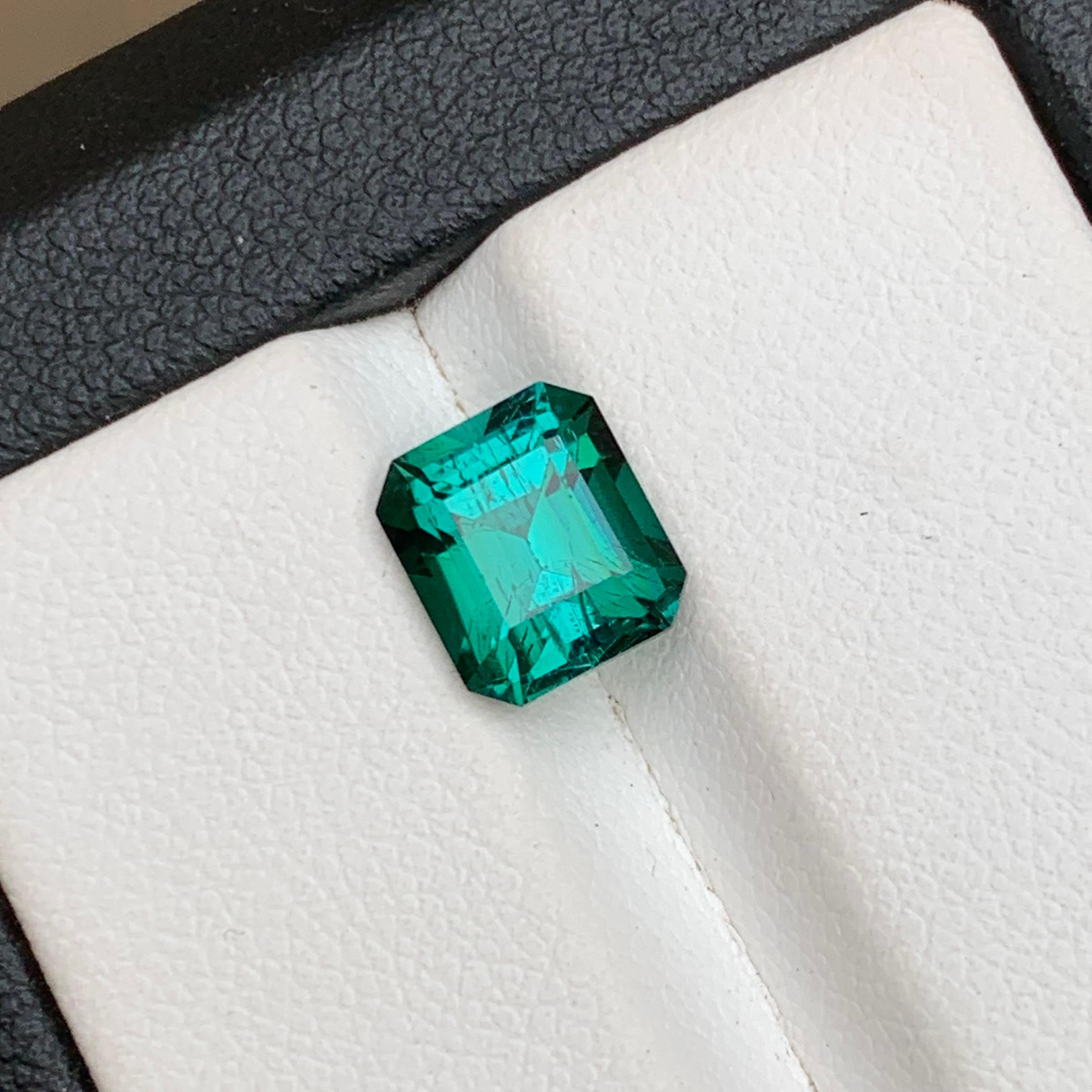 Bluish Green Natural Tourmaline Ring Loose Gemstone 2.35 Ct Emerald Cut-Jewelry For Sale 10