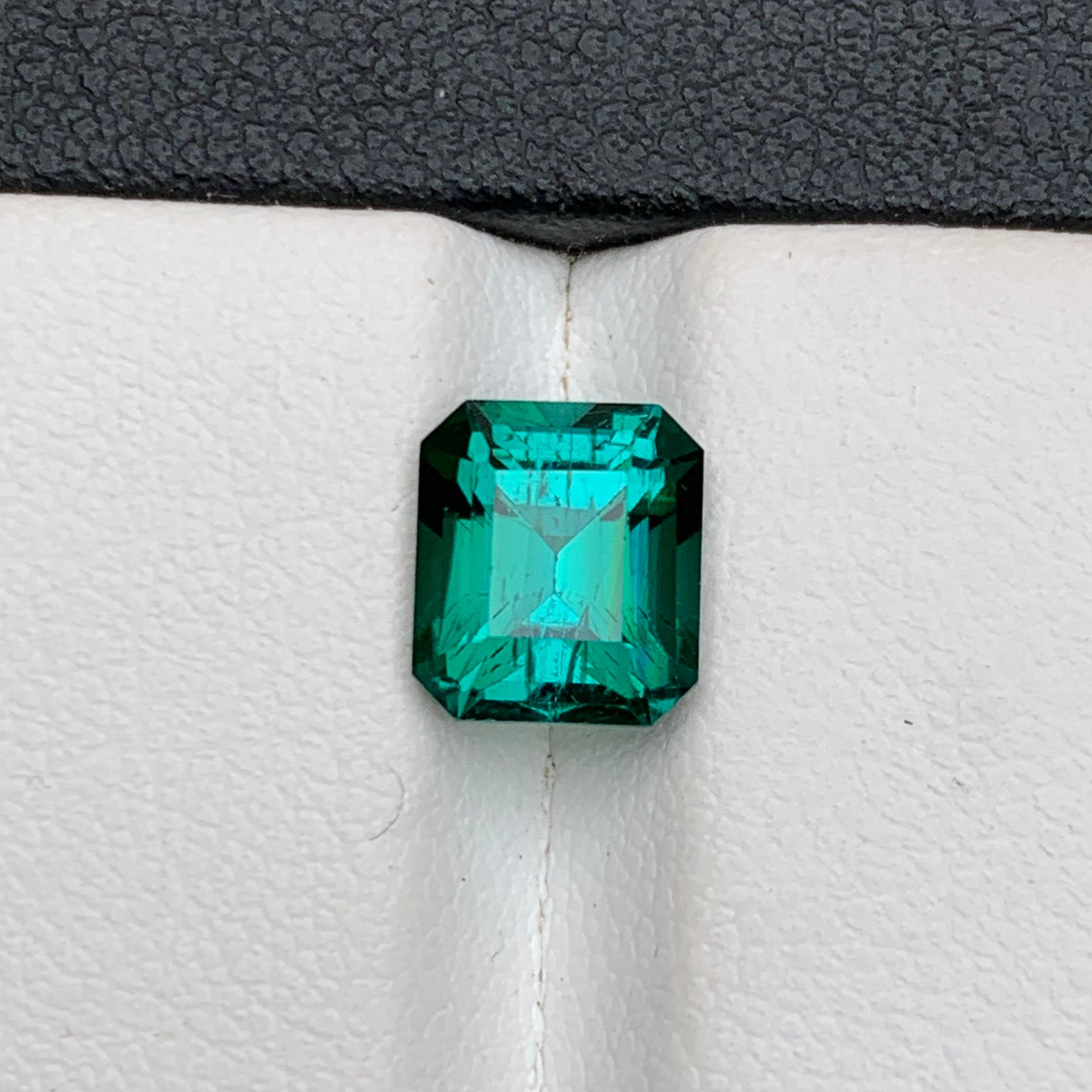 Bluish Green Natural Tourmaline Ring Loose Gemstone 2.35 Ct Emerald Cut-Jewelry For Sale 12