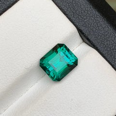 Bluish Green Natural Tourmaline Ring Loose Gemstone 2.35 Ct Emerald Cut-Jewelry