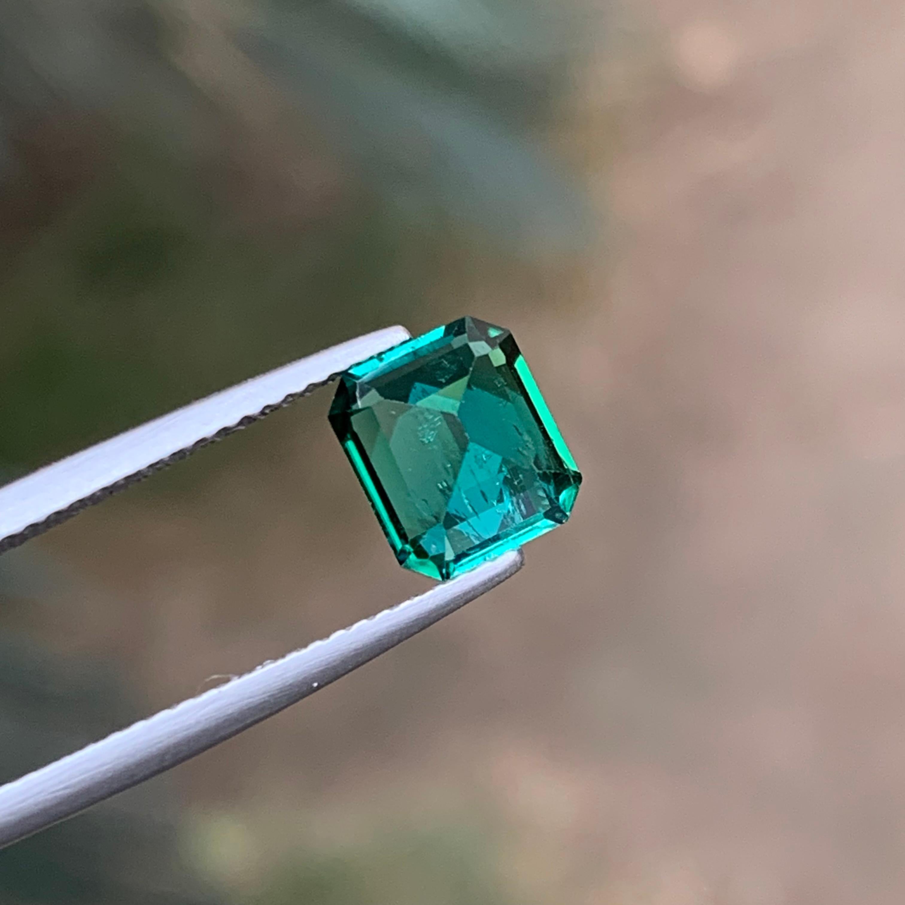 Bluish Green Natural Tourmaline Ring Loose Gemstone 2.35 Ct Emerald Cut-Jewelry For Sale 4