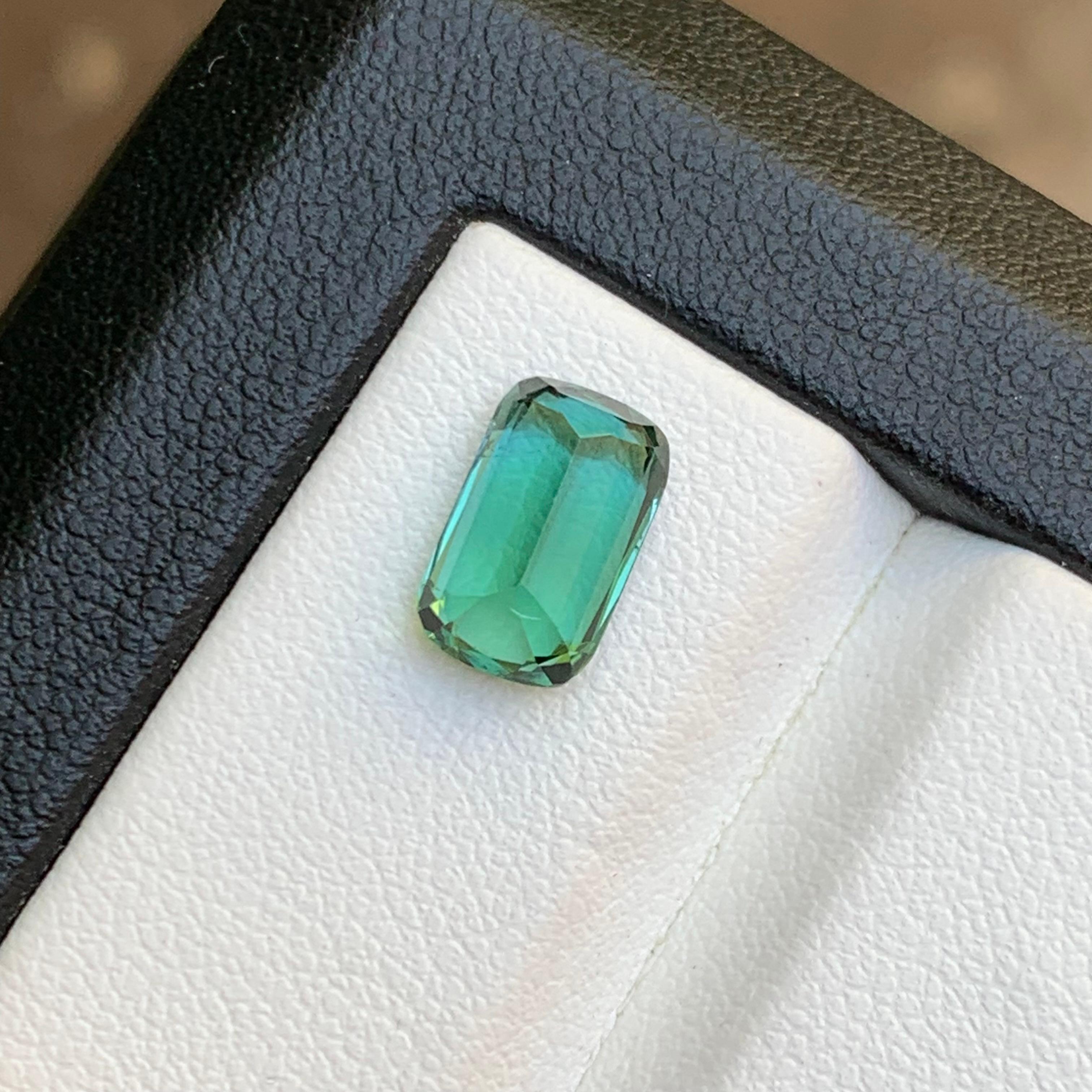 Bluish Green Natural Tourmaline Ring Loose Gemstone 2.40 Ct Cushion Cut-Jewelry For Sale 5