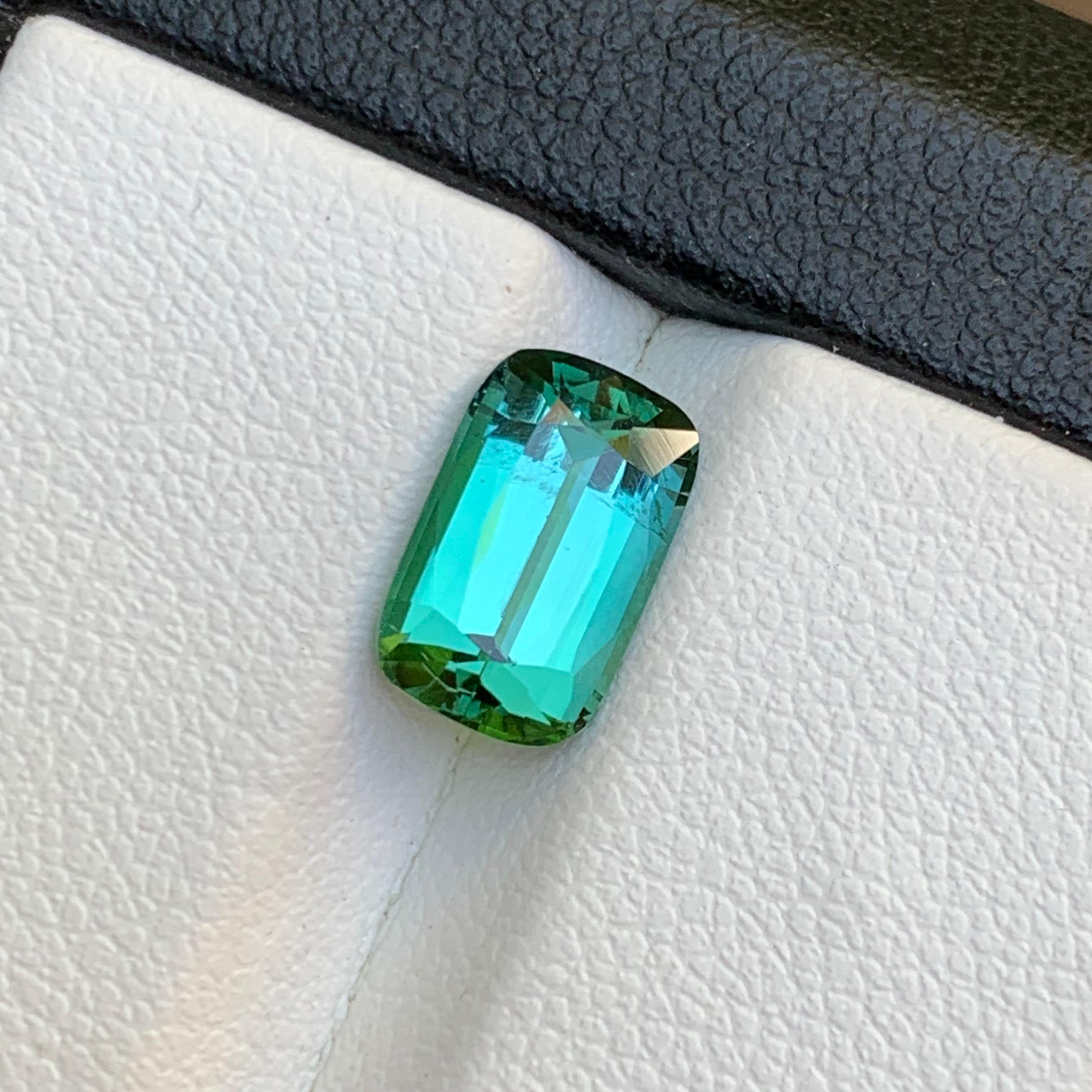 Bluish Green Natural Tourmaline Ring Loose Gemstone 2.40 Ct Cushion Cut-Jewelry For Sale 6
