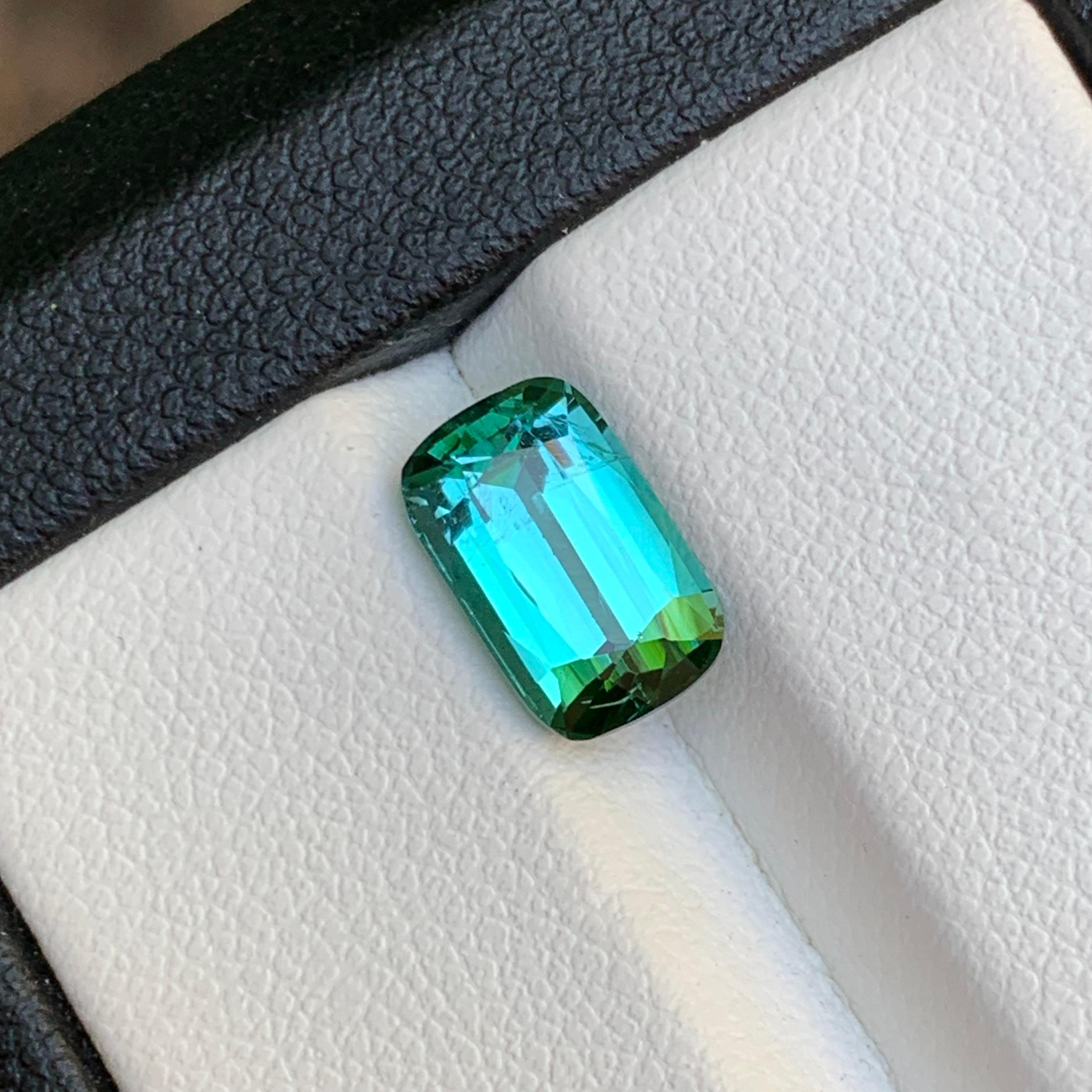 Bluish Green Natural Tourmaline Ring Loose Gemstone 2.40 Ct Cushion Cut-Jewelry For Sale 7