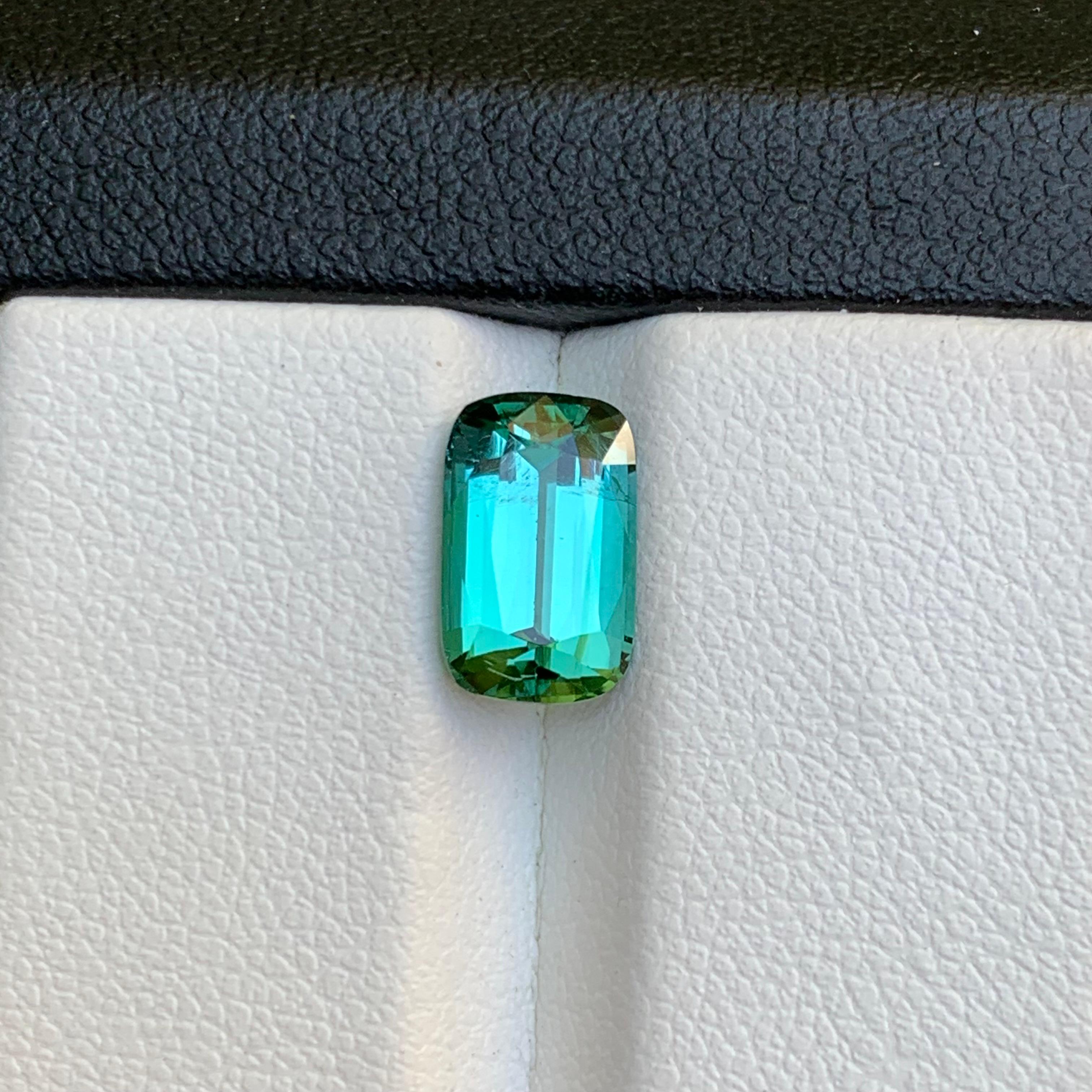 Bluish Green Natural Tourmaline Ring Loose Gemstone 2.40 Ct Cushion Cut-Jewelry For Sale 8