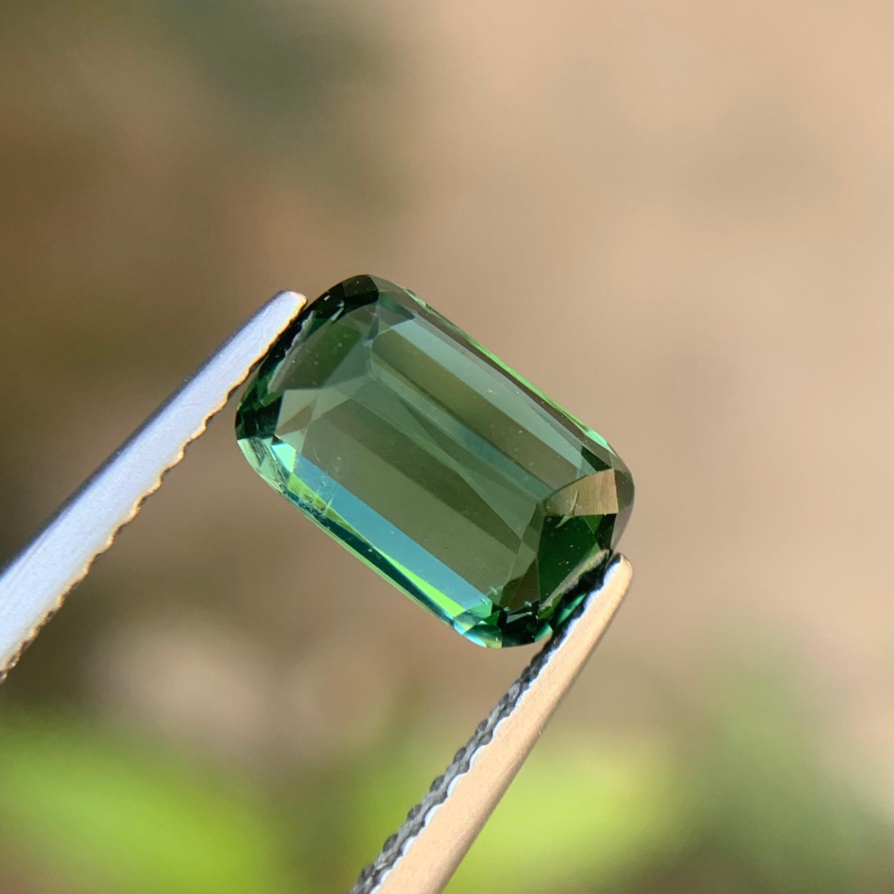 Bluish Green Natural Tourmaline Ring Loose Gemstone 2.40 Ct Cushion Cut-Jewelry For Sale 1