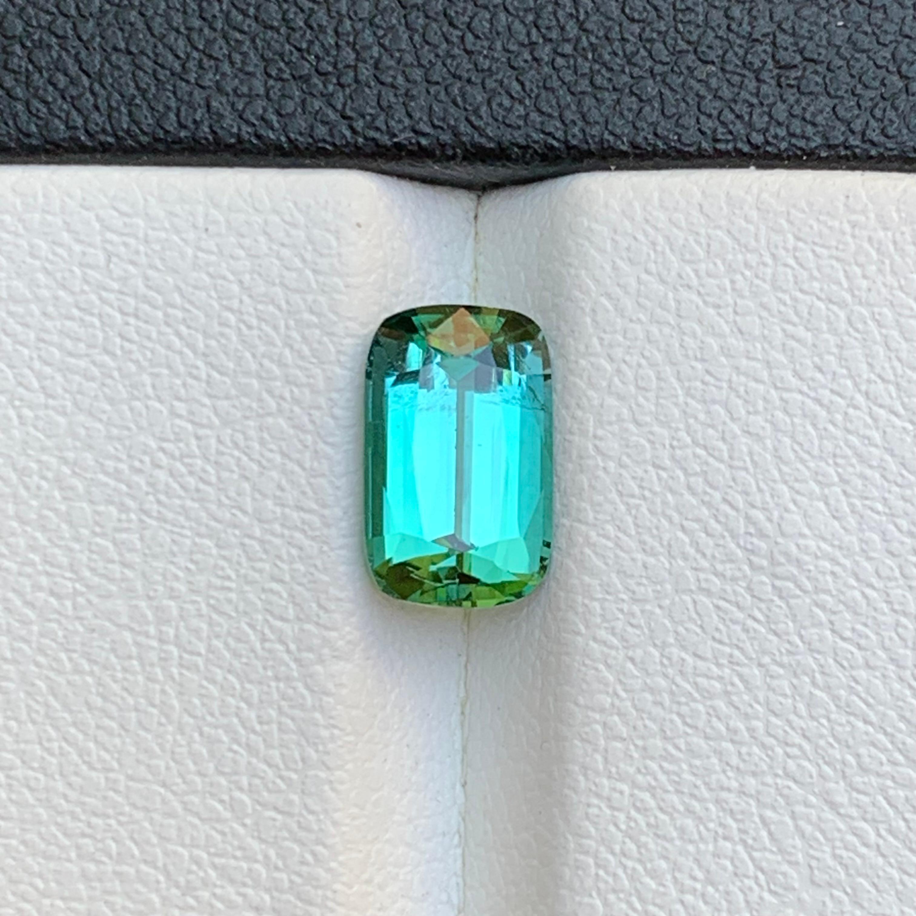 Bluish Green Natural Tourmaline Ring Loose Gemstone 2.40 Ct Cushion Cut-Jewelry For Sale 2