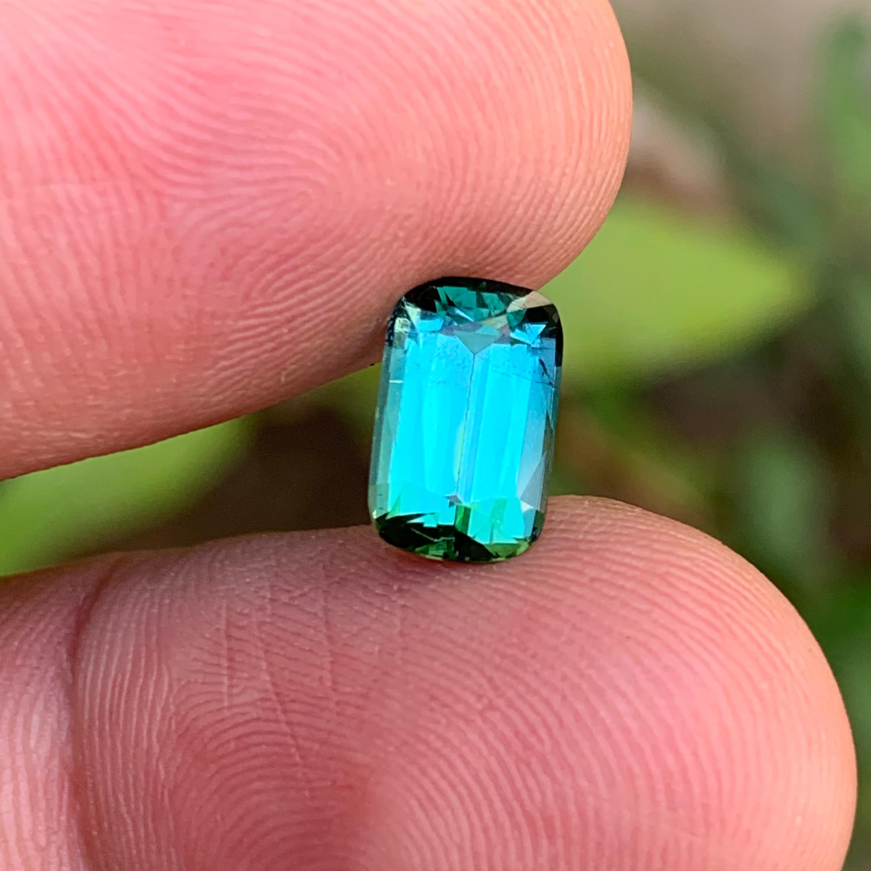 Bluish Green Natural Tourmaline Ring Loose Gemstone 2.40 Ct Cushion Cut-Jewelry For Sale 3