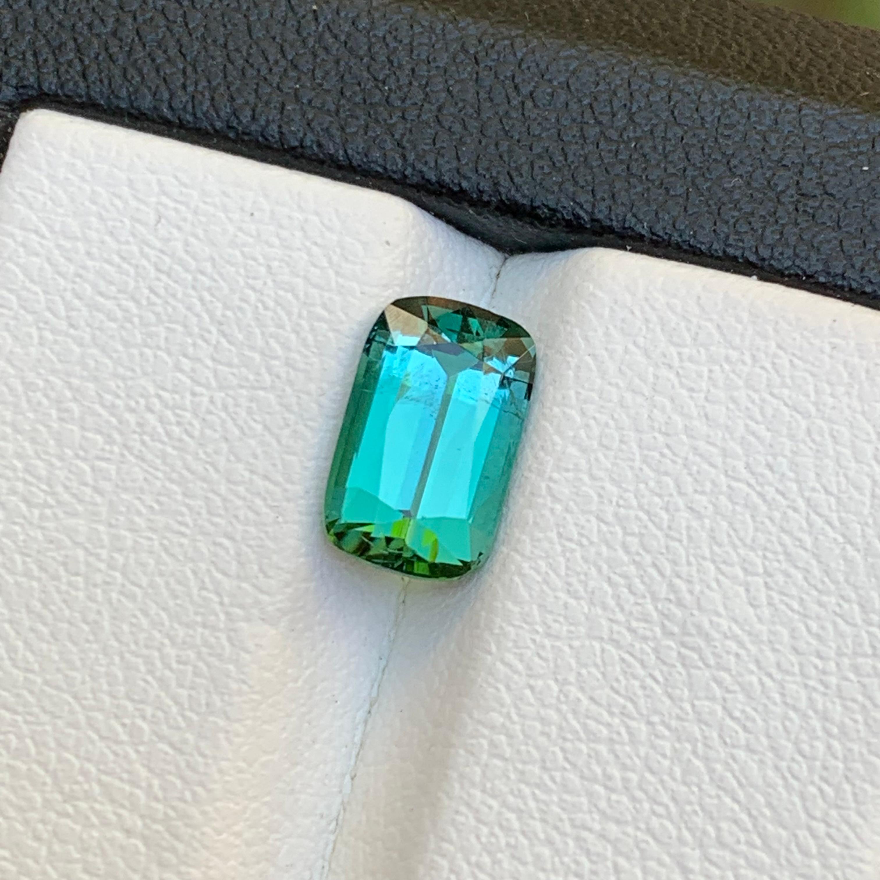 Bluish Green Natural Tourmaline Ring Loose Gemstone 2.40 Ct Cushion Cut-Jewelry For Sale 4