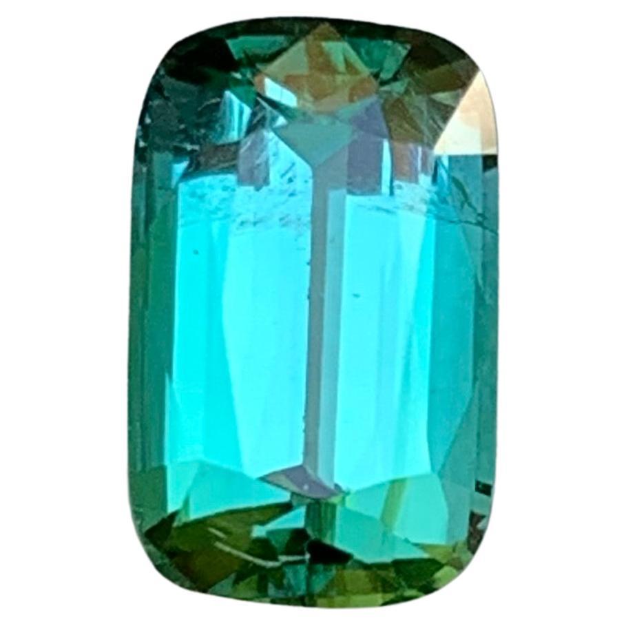 Bluish Green Natural Tourmaline Ring Loose Gemstone 2.40 Ct Cushion Cut-Jewelry For Sale