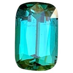 Bluish Green Natural Tourmaline Ring Loose Gemstone 2.40 Ct Cushion Cut-Jewelry