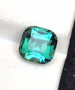 Bluish Green Natural Tourmaline Ring Loose Gemstone 2.65 Ct Cushion Cut-Jewelry