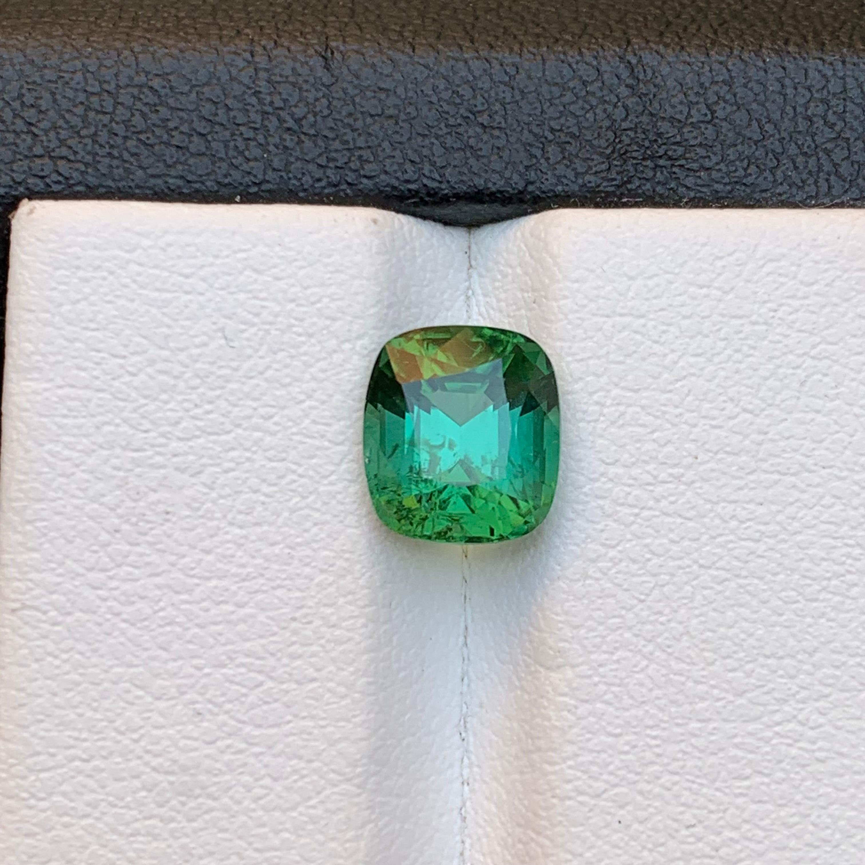 Bluish Green Natural Tourmaline Ring Loose Gemstone 2.80 Ct Cushion Cut-Jewelry For Sale 6