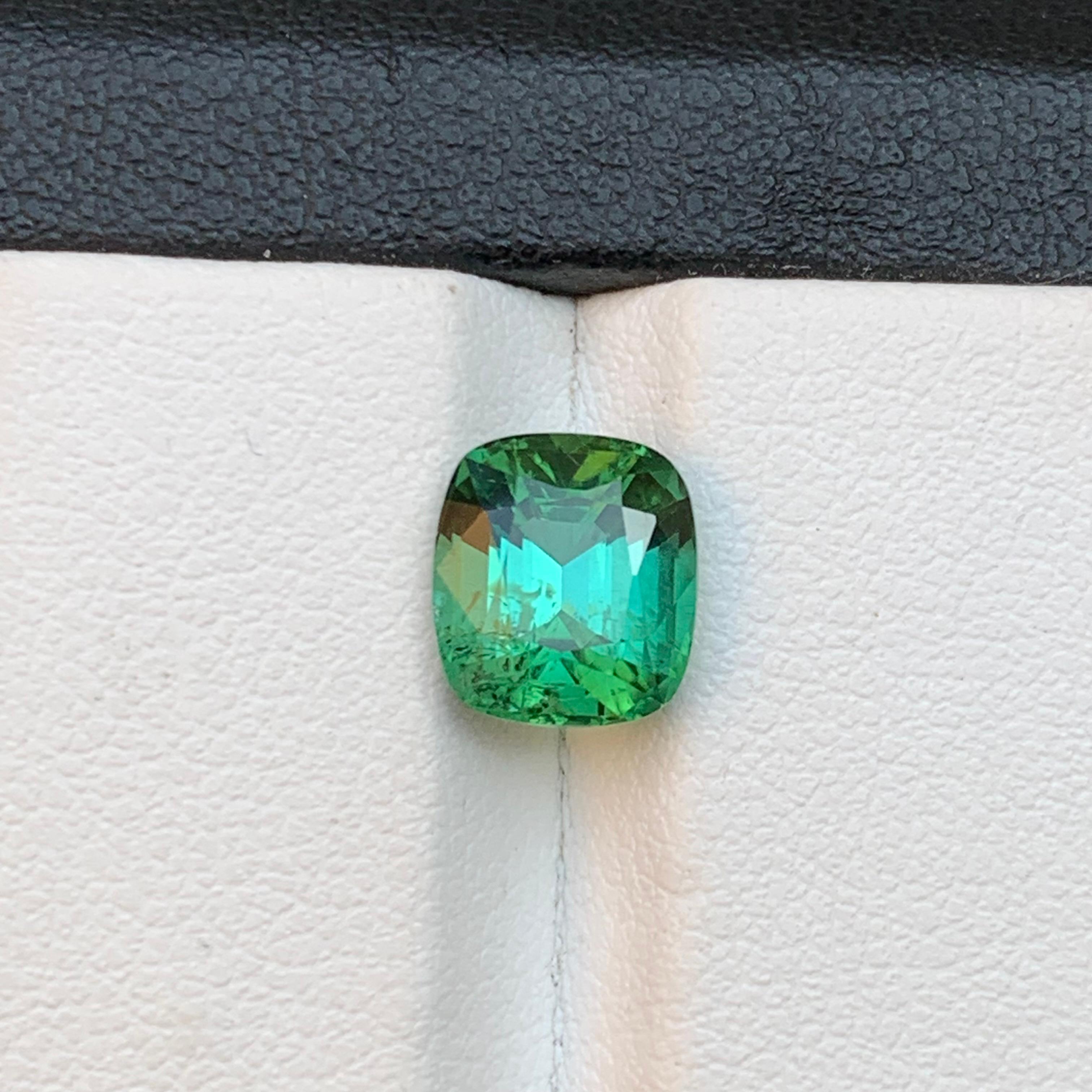 Bluish Green Natural Tourmaline Ring Loose Gemstone 2.80 Ct Cushion Cut-Jewelry For Sale 1