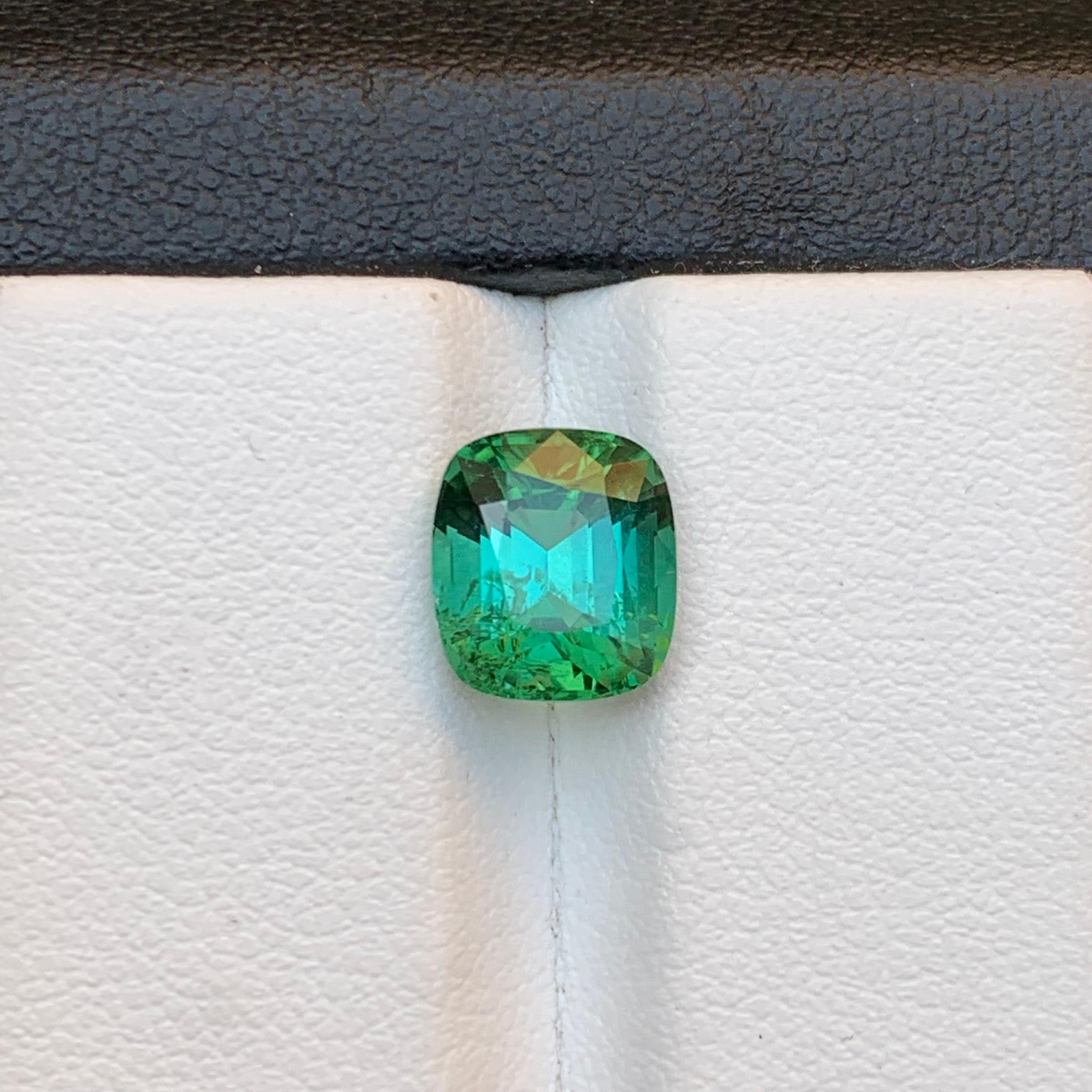 Bluish Green Natural Tourmaline Ring Loose Gemstone 2.80 Ct Cushion Cut-Jewelry For Sale 3