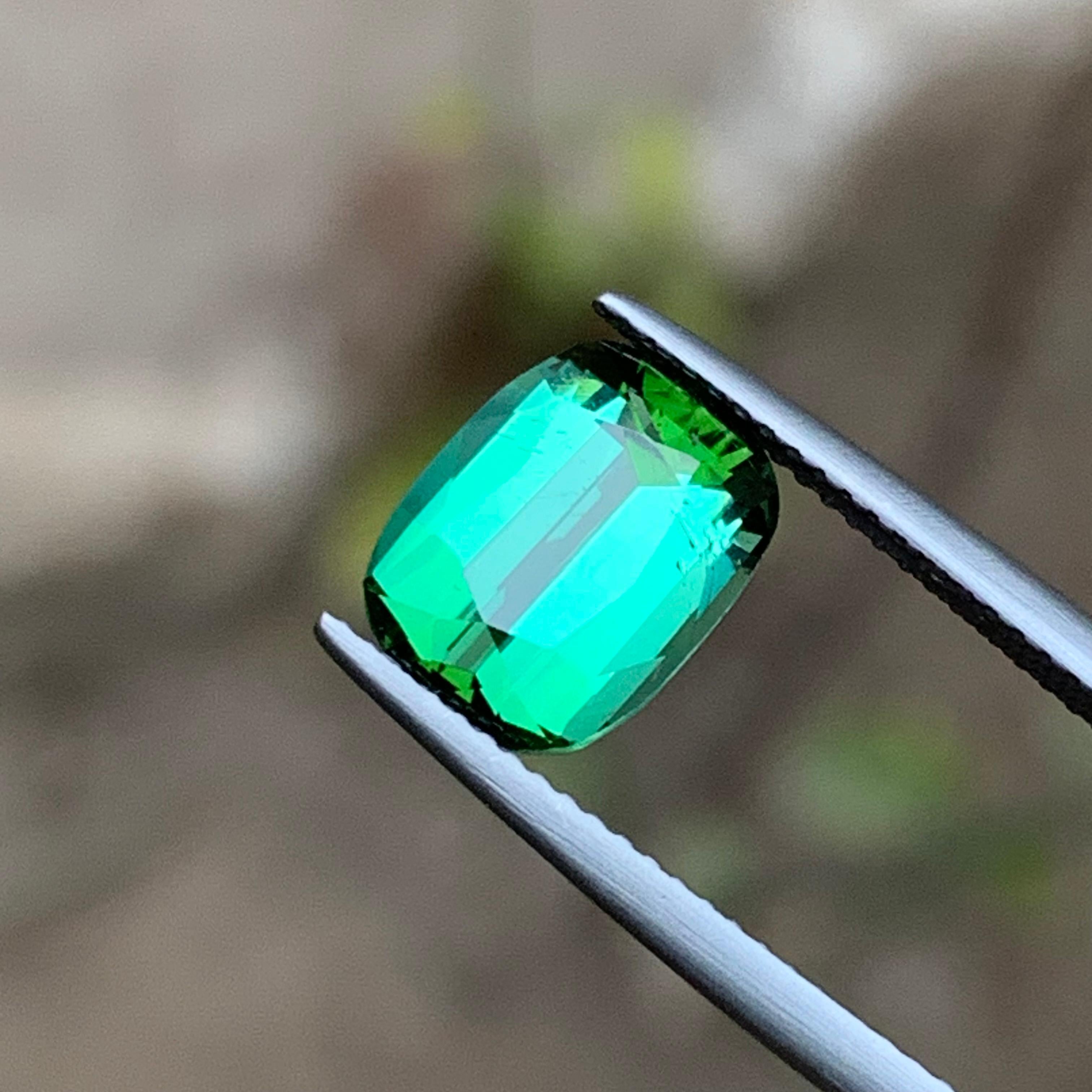 Bluish Green Natural Tourmaline Ring Loose Gemstone 3.80 Ct Cushion Cut-Jewelry For Sale 6