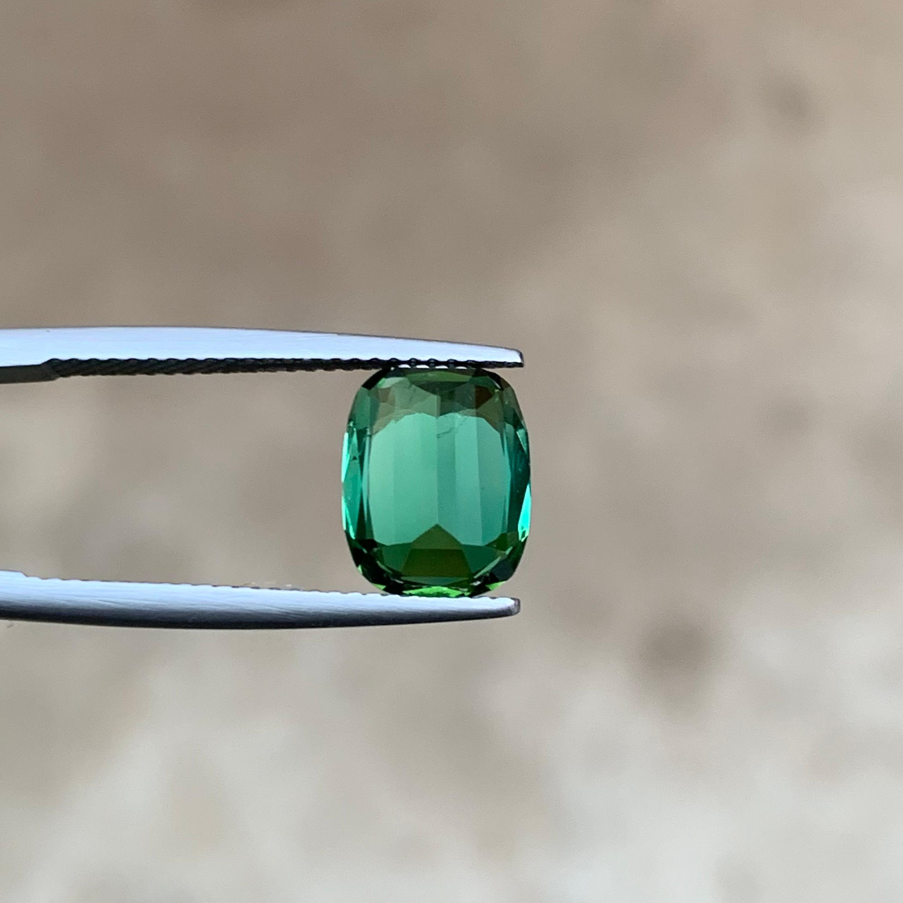 Bluish Green Natural Tourmaline Ring Loose Gemstone 3.80 Ct Cushion Cut-Jewelry For Sale 8