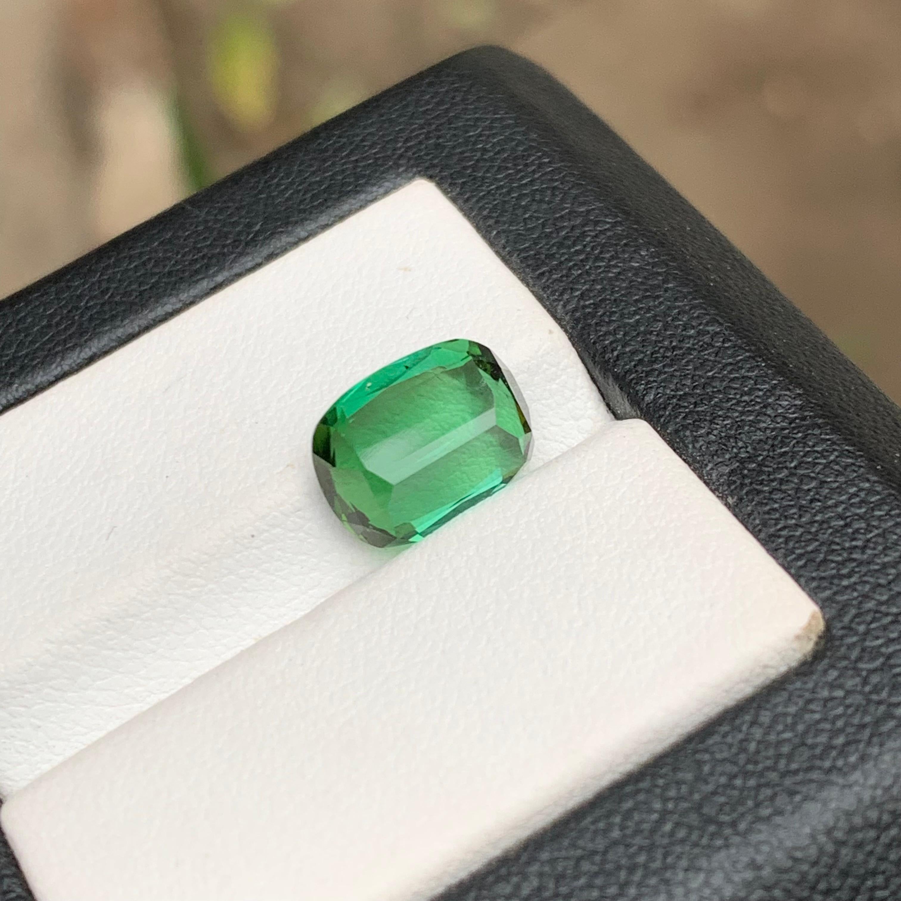 Bluish Green Natural Tourmaline Ring Loose Gemstone 3.80 Ct Cushion Cut-Jewelry For Sale 1
