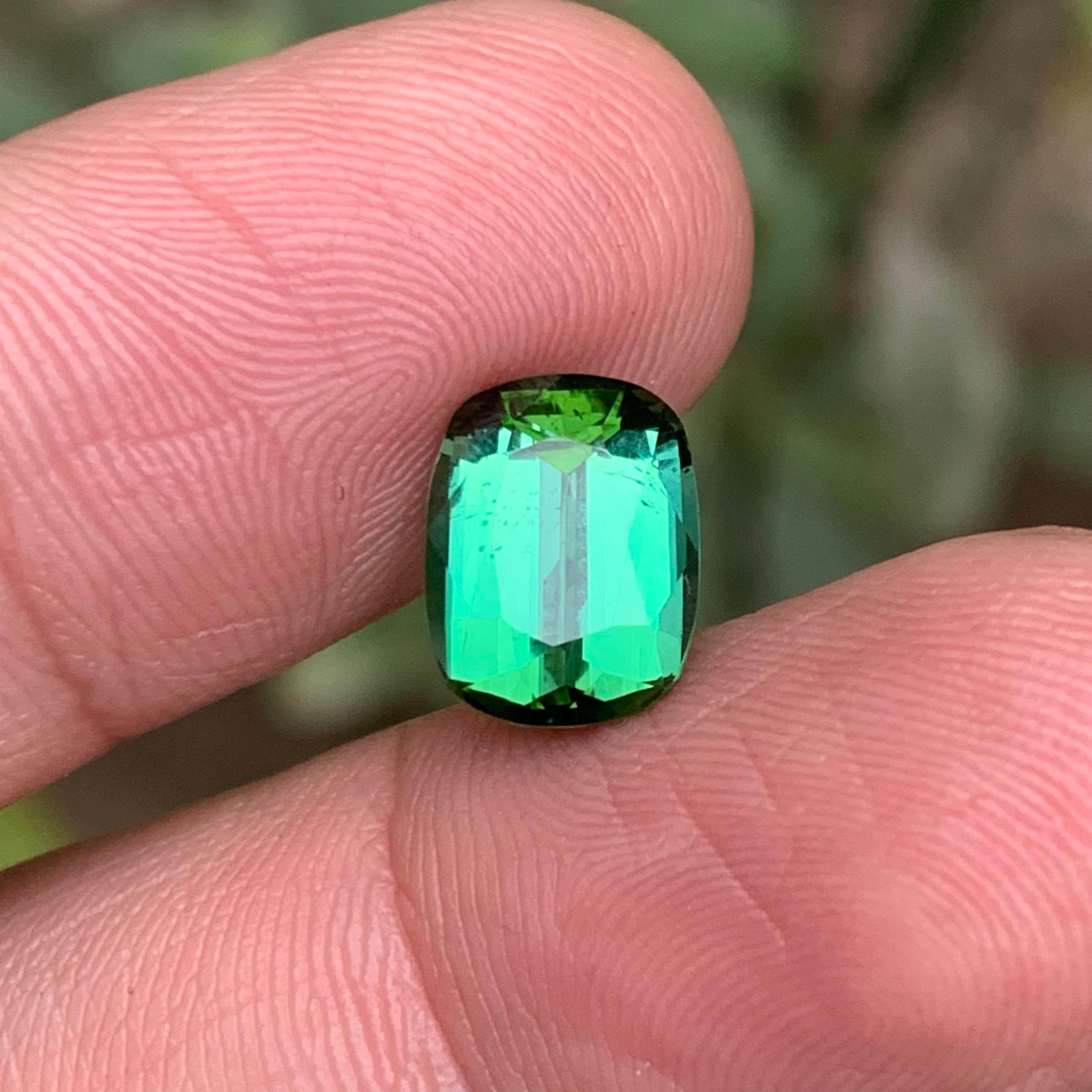 Bluish Green Natural Tourmaline Ring Loose Gemstone 3.80 Ct Cushion Cut-Jewelry For Sale 2