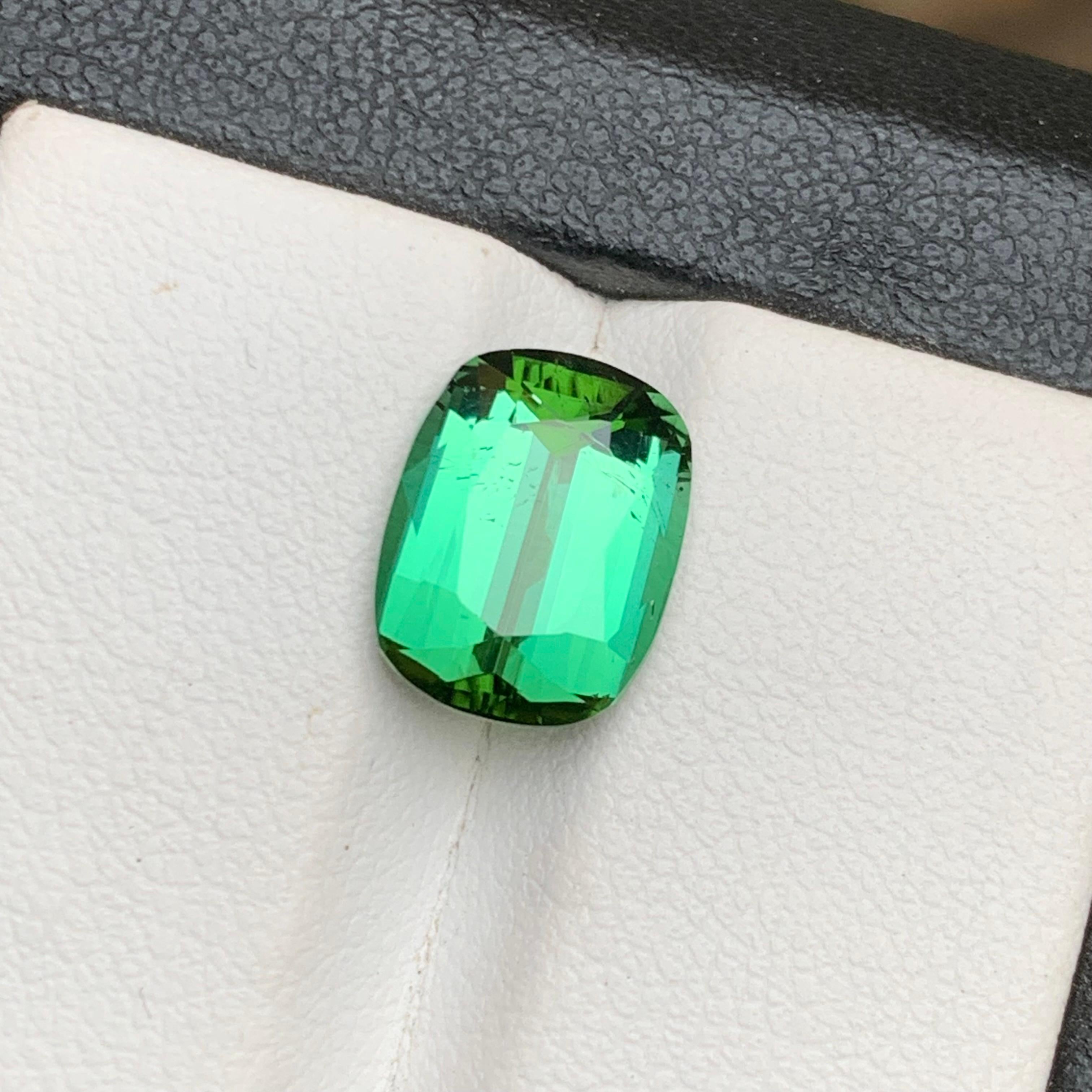 Bluish Green Natural Tourmaline Ring Loose Gemstone 3.80 Ct Cushion Cut-Jewelry For Sale 4