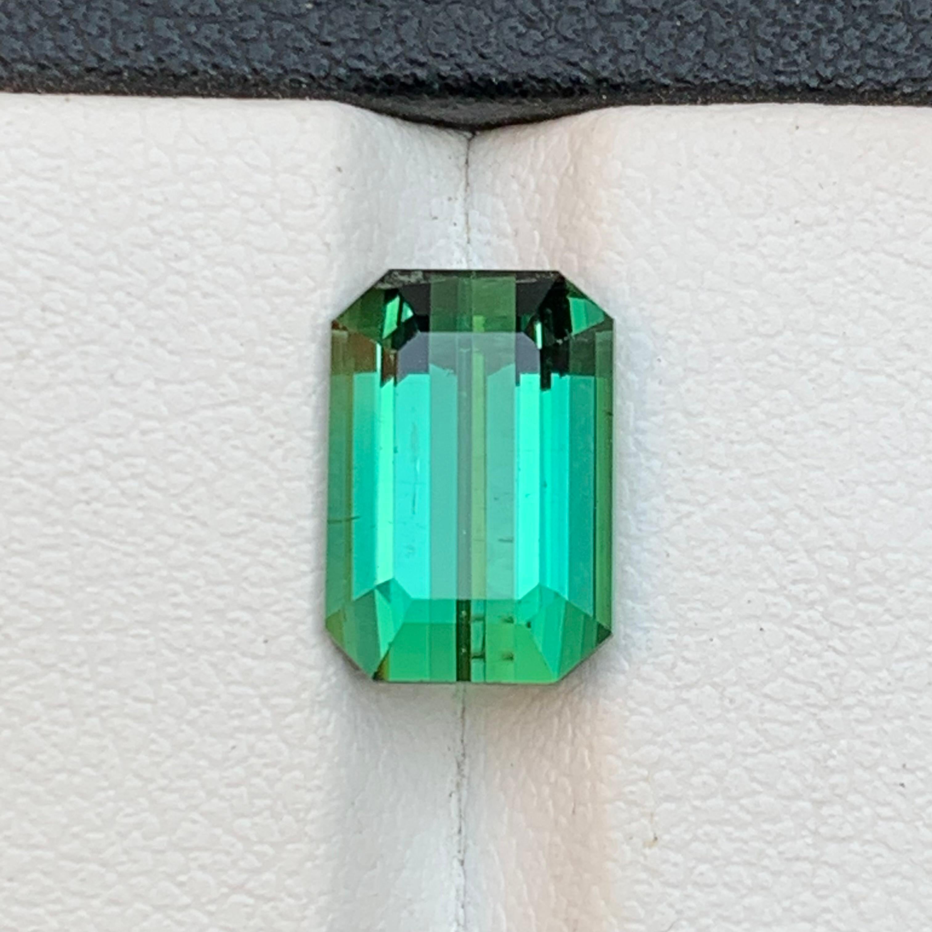 Bluish Green Natural Tourmaline Ring Loose Gemstone 3.95 Ct Emerald Cut Jewelry For Sale 5