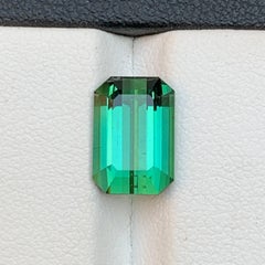 Bluish Green Natural Tourmaline Ring Loose Gemstone 3.95 Ct Emerald Cut Jewelry