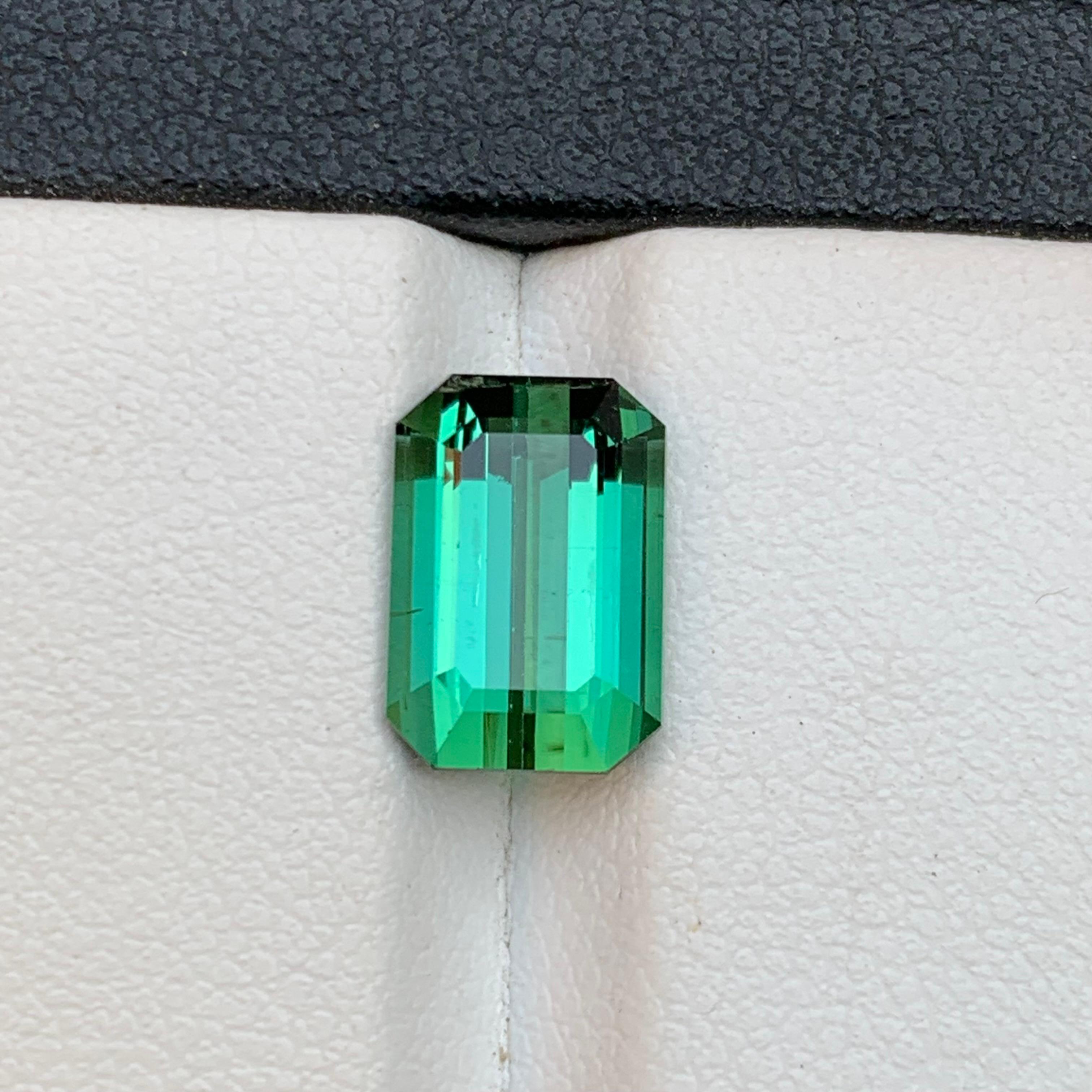 Bluish Green Natural Tourmaline Ring Loose Gemstone 3.95 Ct Emerald Cut Jewelry For Sale 7