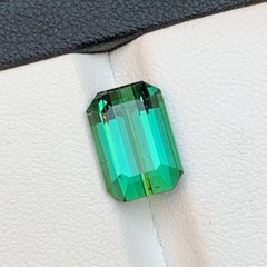 Bluish Green Natural Tourmaline Ring Loose Gemstone 3.95 Ct Emerald Cut Jewelry