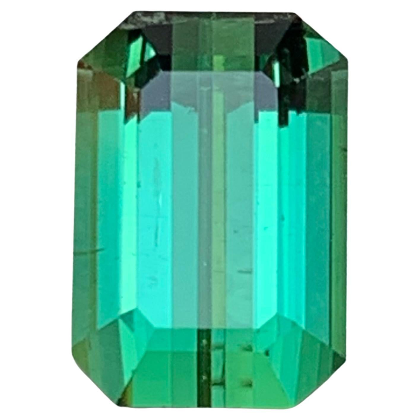 Bluish Green Natural Tourmaline Ring Loose Gemstone 3.95 Ct Emerald Cut Jewelry