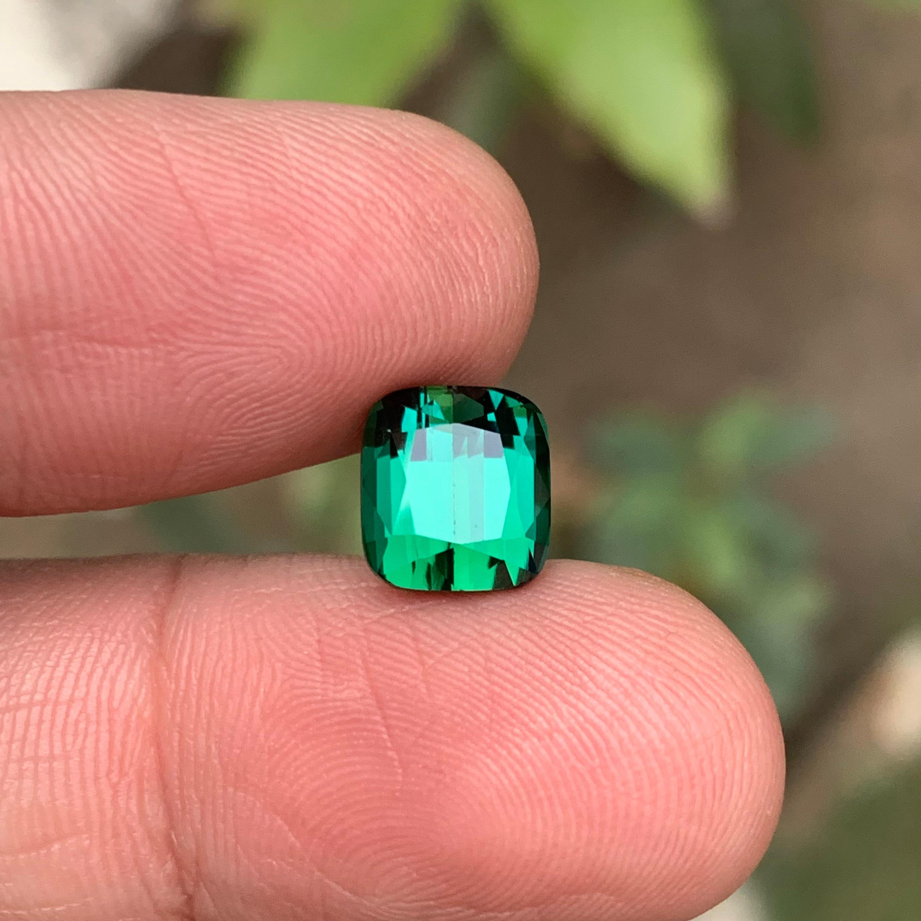 Bluish Green Natural Tourmaline Ring Loose Gemstone 4.05 Ct Cushion Cut-Jewelry For Sale 8
