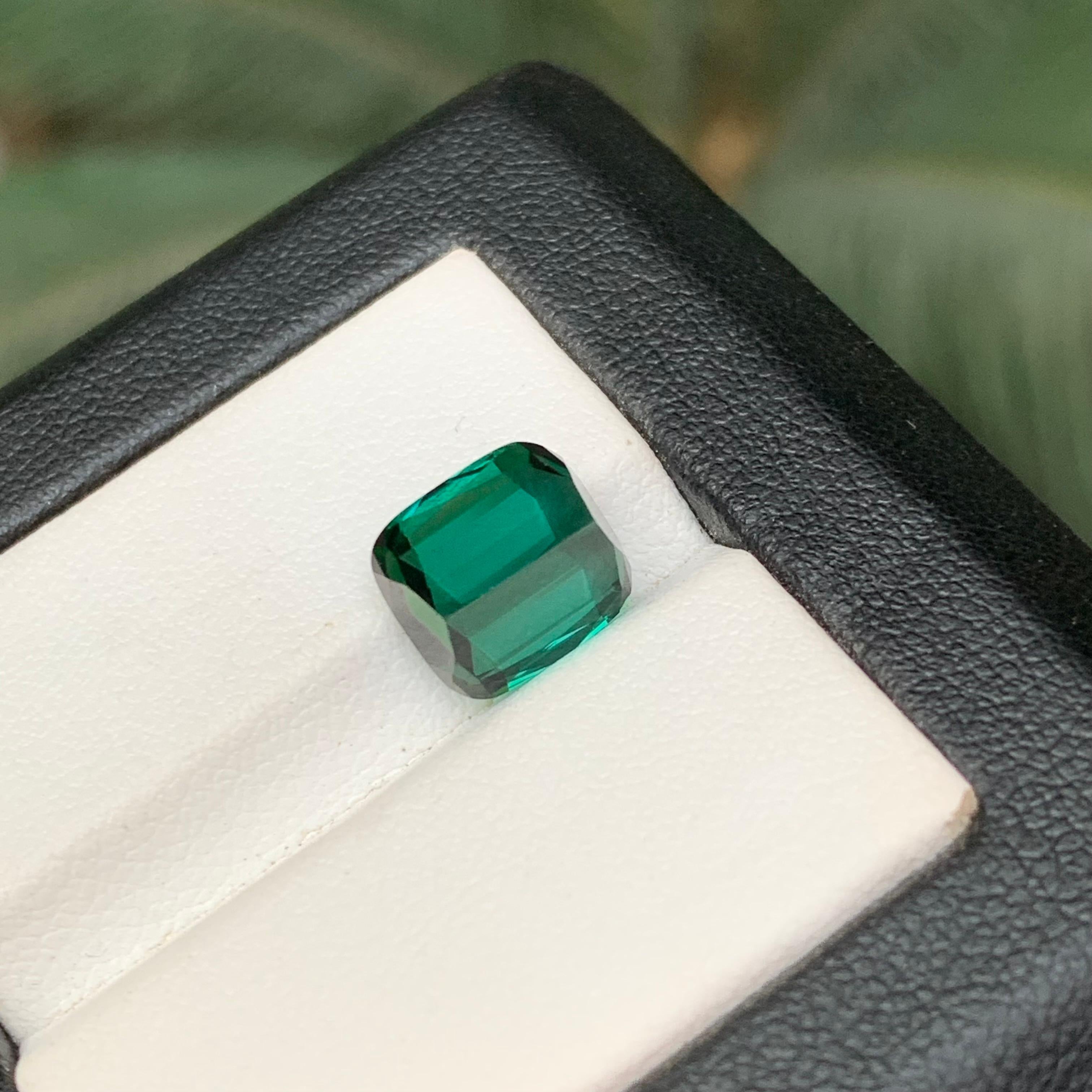 Bluish Green Natural Tourmaline Ring Loose Gemstone 4.05 Ct Cushion Cut-Jewelry For Sale 1