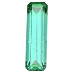 Bague en tourmaline naturelle vert bleuté, pierre précieuse non sertie de 5.25 carats, taille émeraude