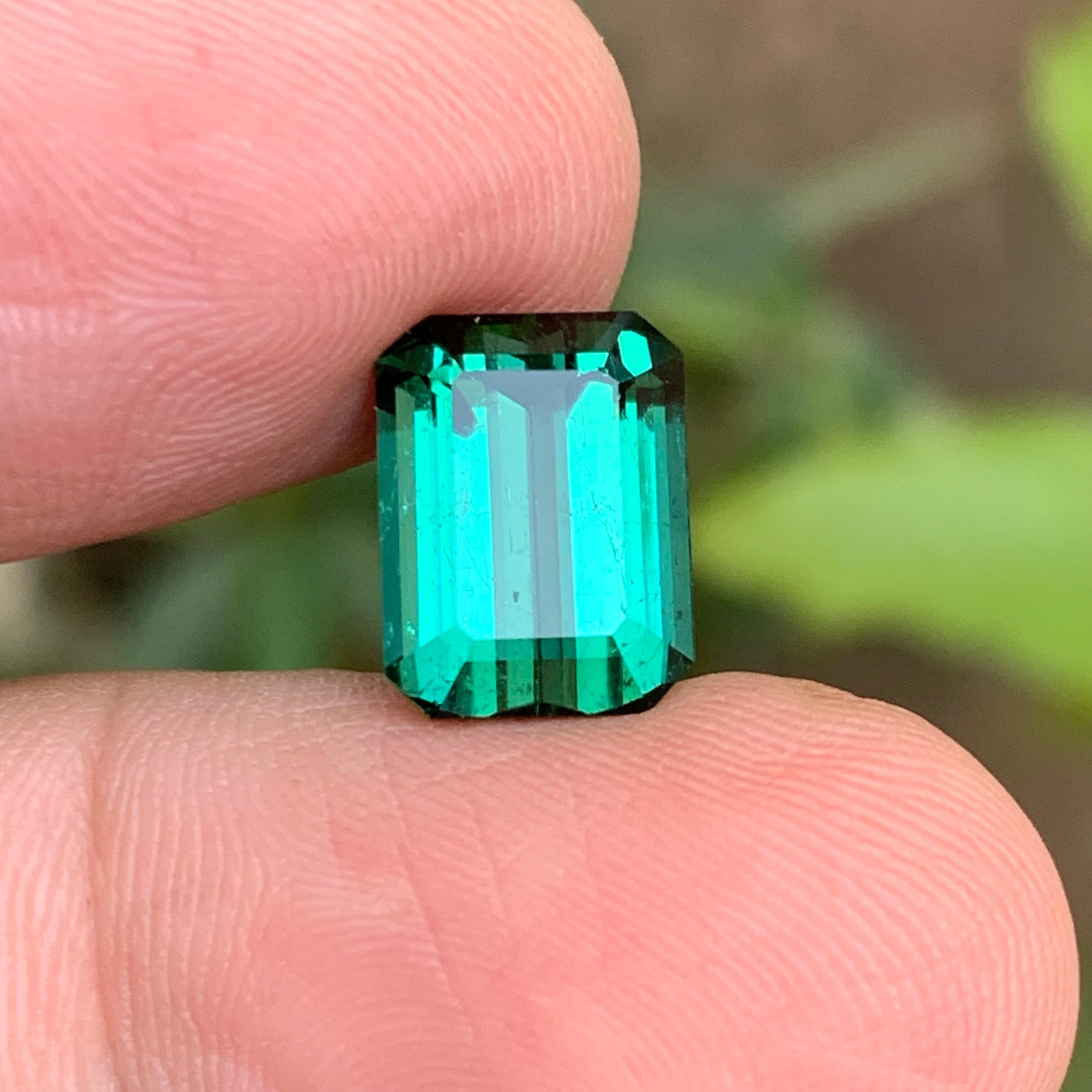 Bluish Green Natural Tourmaline Ring Loose Gemstone, 6.50 Ct-Emerald Cut-Jewelry 5