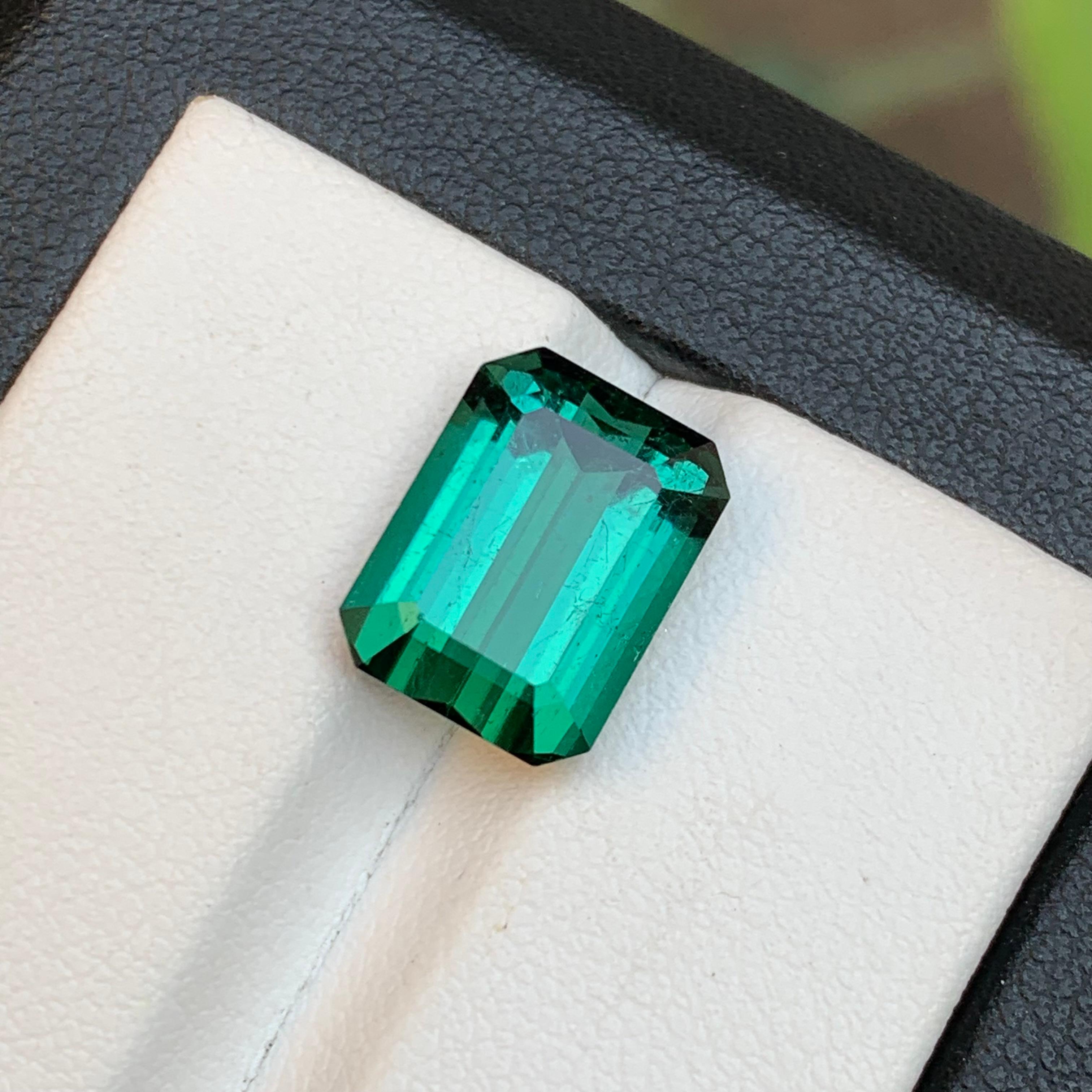 Bluish Green Natural Tourmaline Ring Loose Gemstone, 6.50 Ct-Emerald Cut-Jewelry 8