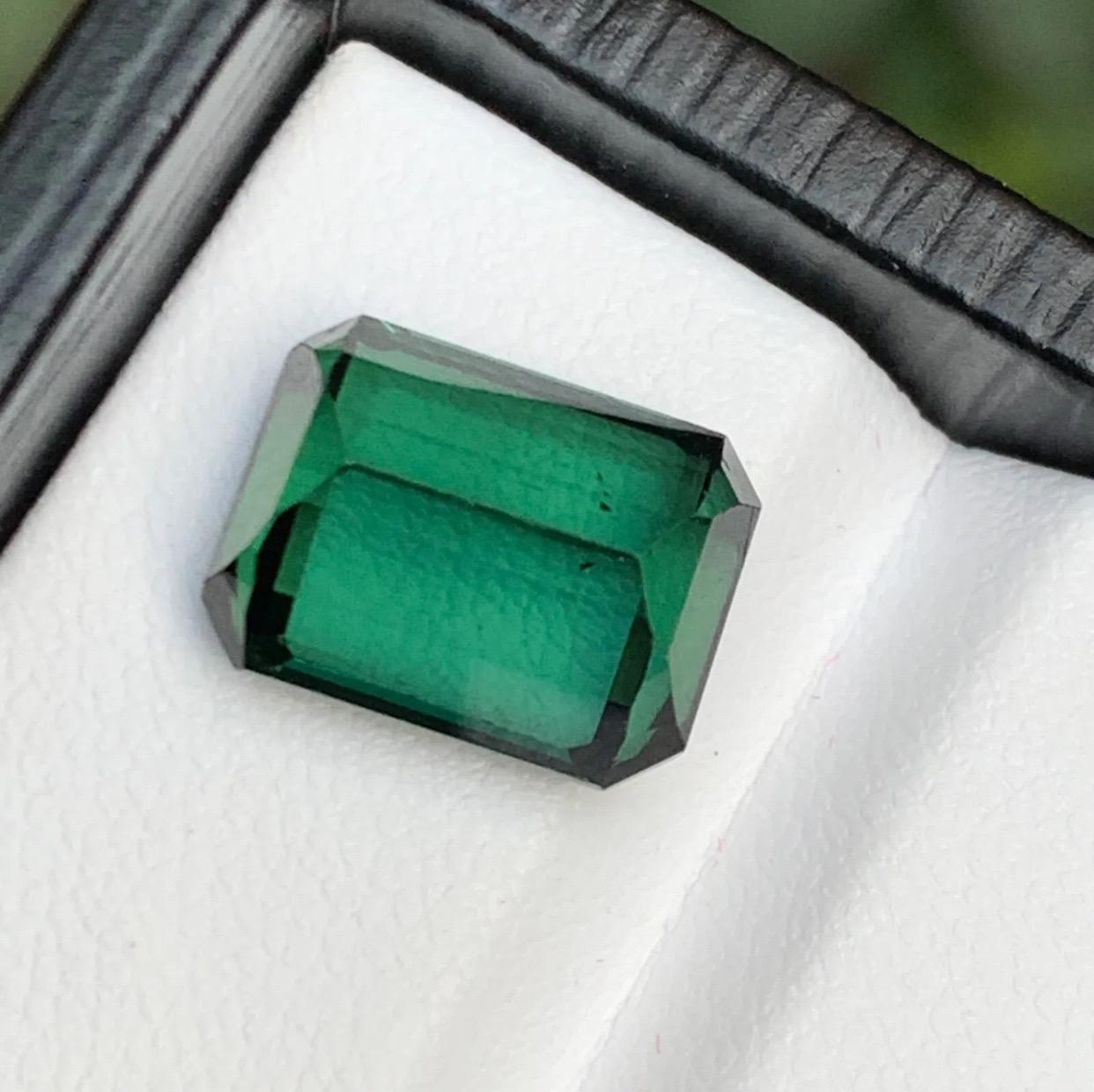 Contemporary Bluish Green Natural Tourmaline Ring Loose Gemstone, 6.50 Ct-Emerald Cut-Jewelry