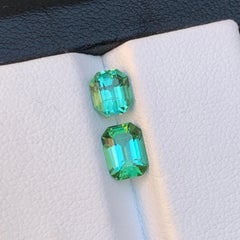 Bluish Green Natural Tourmaline Ring Loose Gemstones 1.75 Ct Emerald Cut Jewelry