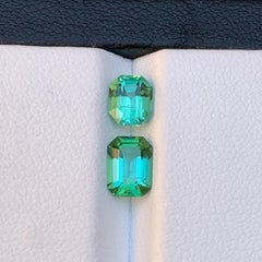 Bluish Green Natural Tourmaline Ring Loose Gemstones 1.75 Ct Emerald Cut Jewelry