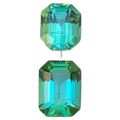 Bague en tourmaline naturelle vert bleuté, pierres précieuses non serties de 1,75 carat, taille émeraude