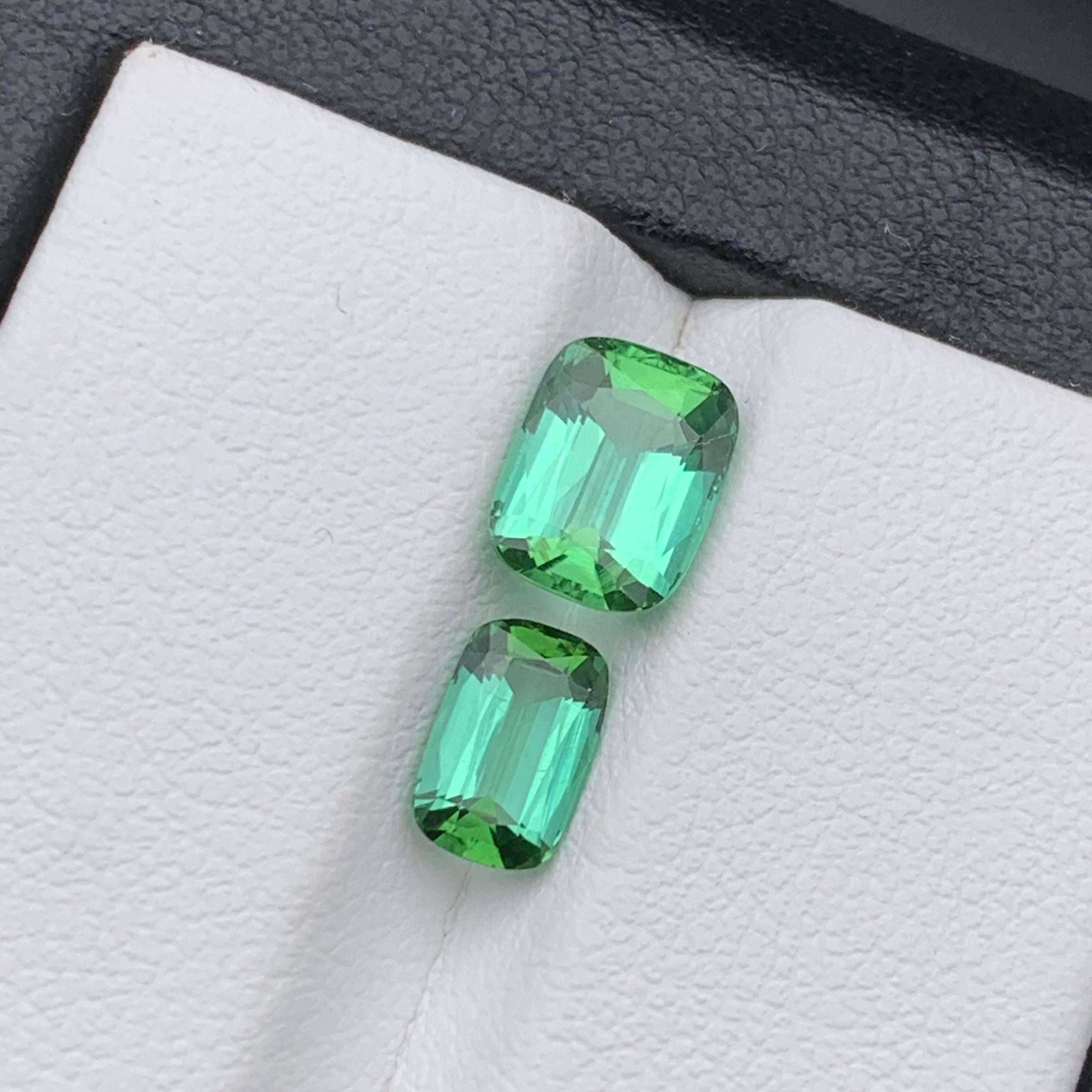 Bague en tourmaline naturelle vert bleuté, pierres précieuses non serties de 2,50 carats, taille coussin en vente 4