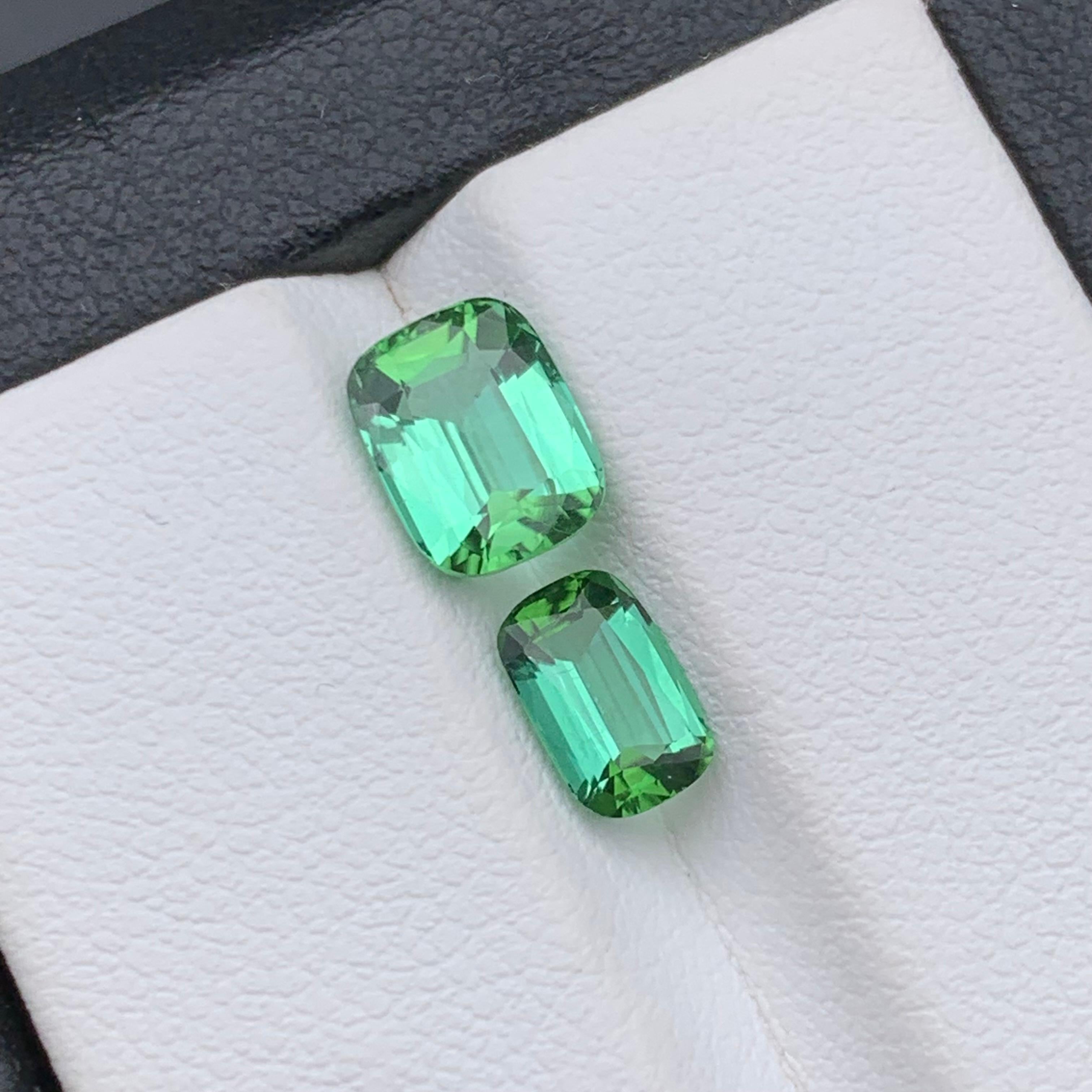 Bague en tourmaline naturelle vert bleuté, pierres précieuses non serties de 2,50 carats, taille coussin en vente 5