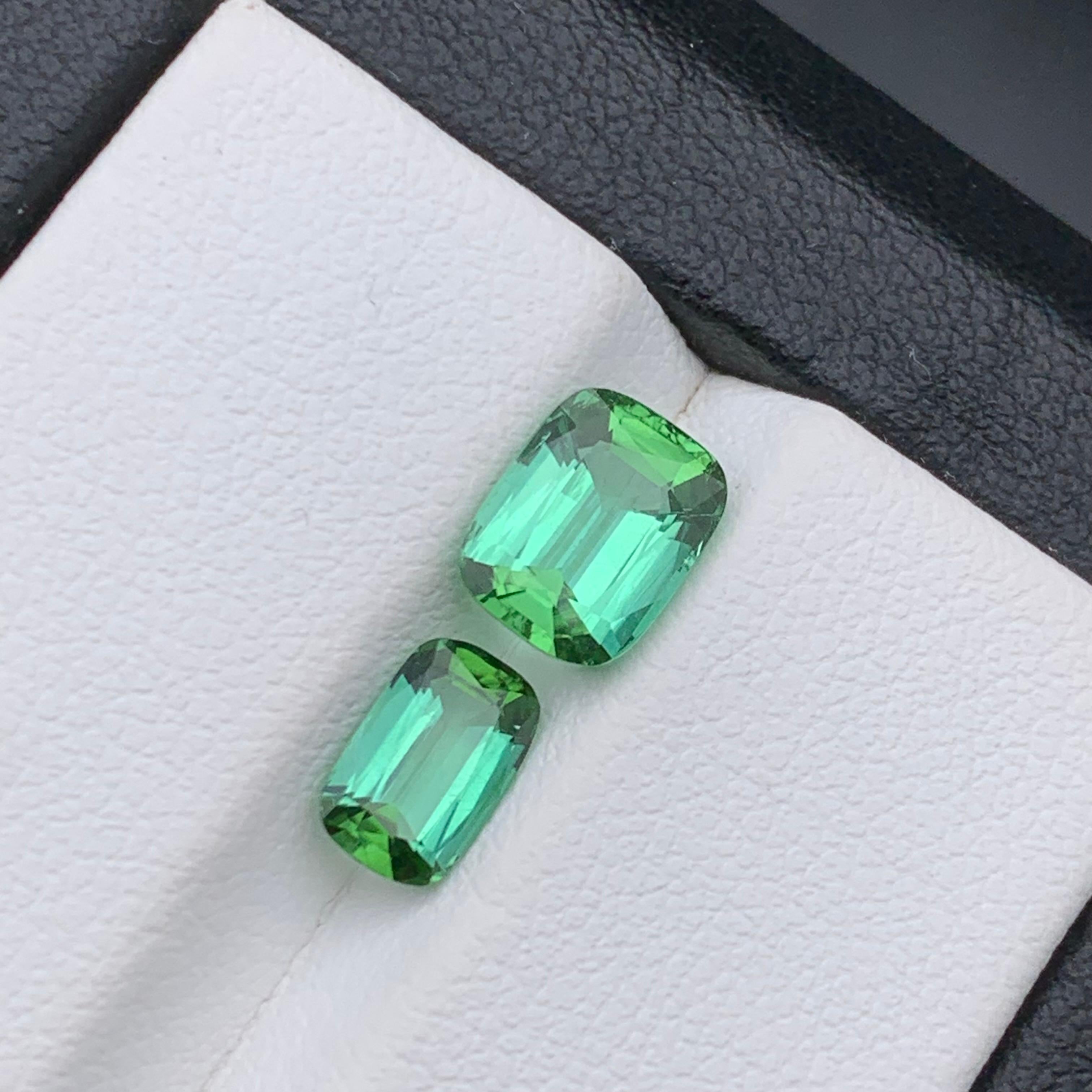 Bague en tourmaline naturelle vert bleuté, pierres précieuses non serties de 2,50 carats, taille coussin en vente 6