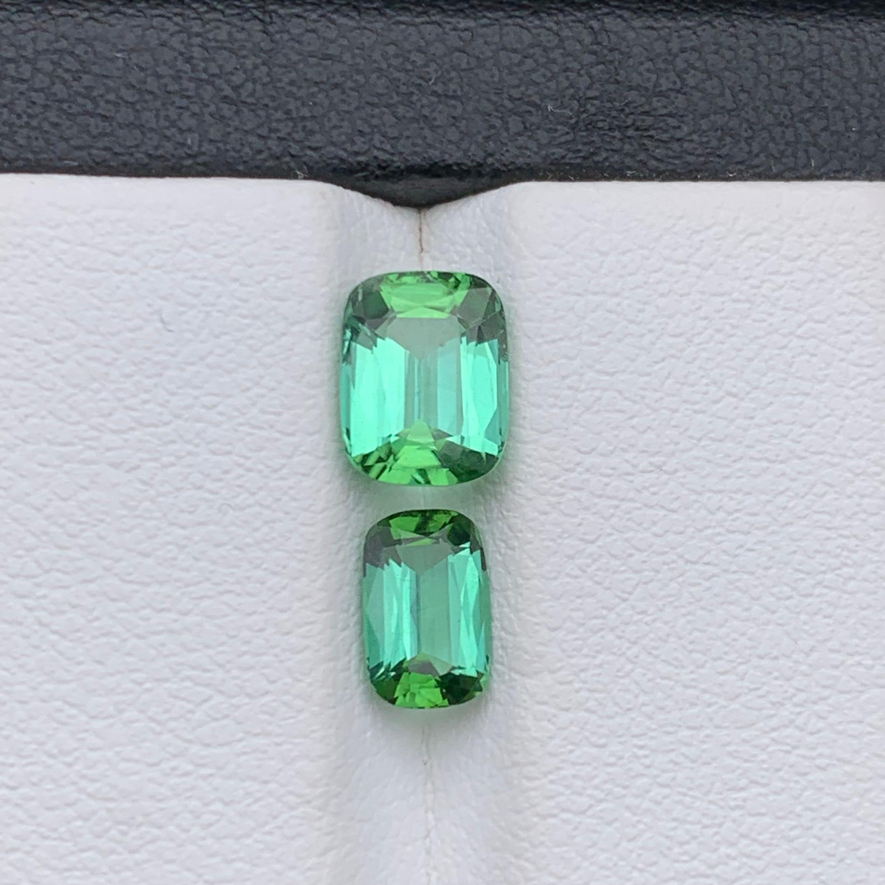 Taille coussin Bague en tourmaline naturelle vert bleuté, pierres précieuses non serties de 2,50 carats, taille coussin en vente