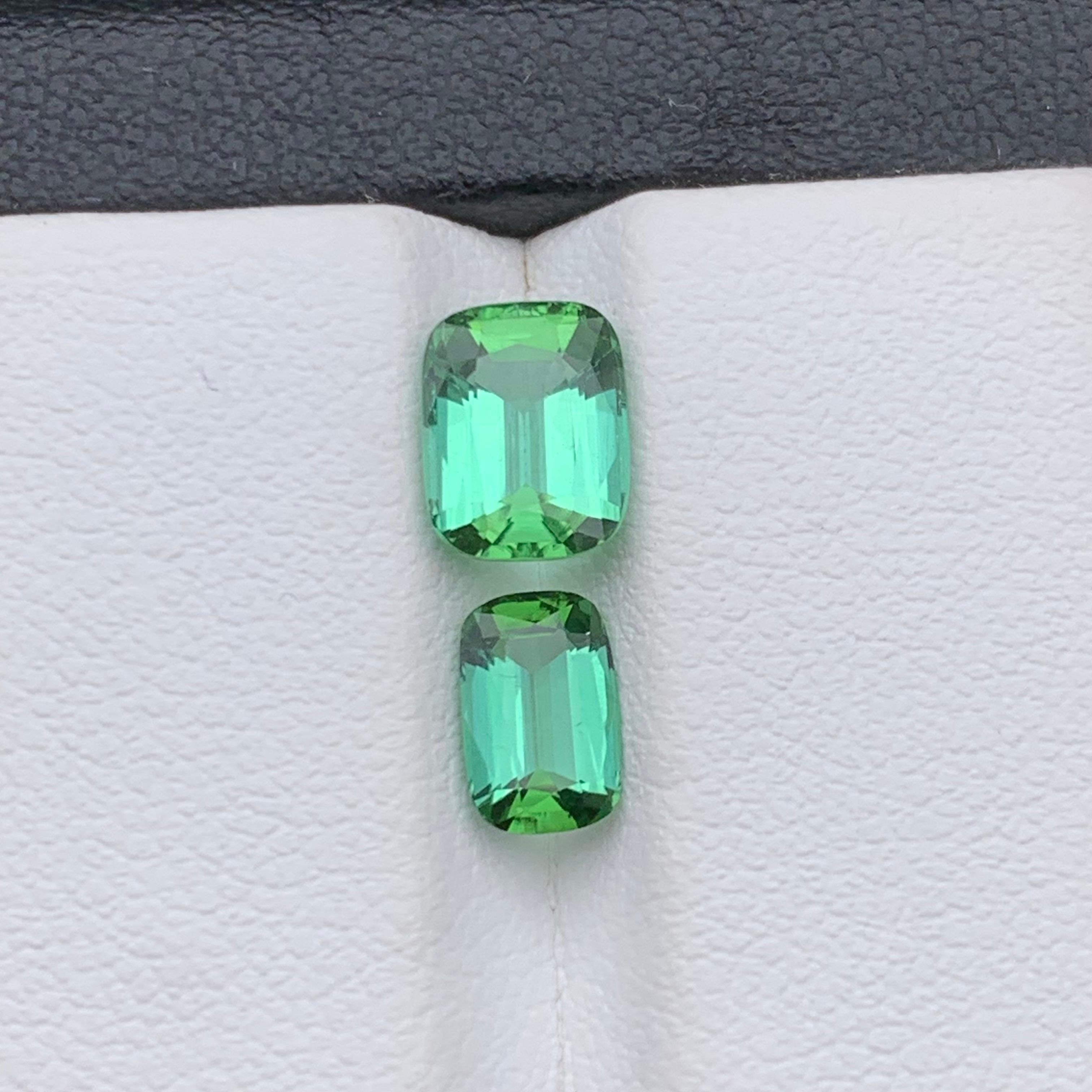 Bague en tourmaline naturelle vert bleuté, pierres précieuses non serties de 2,50 carats, taille coussin Unisexe en vente