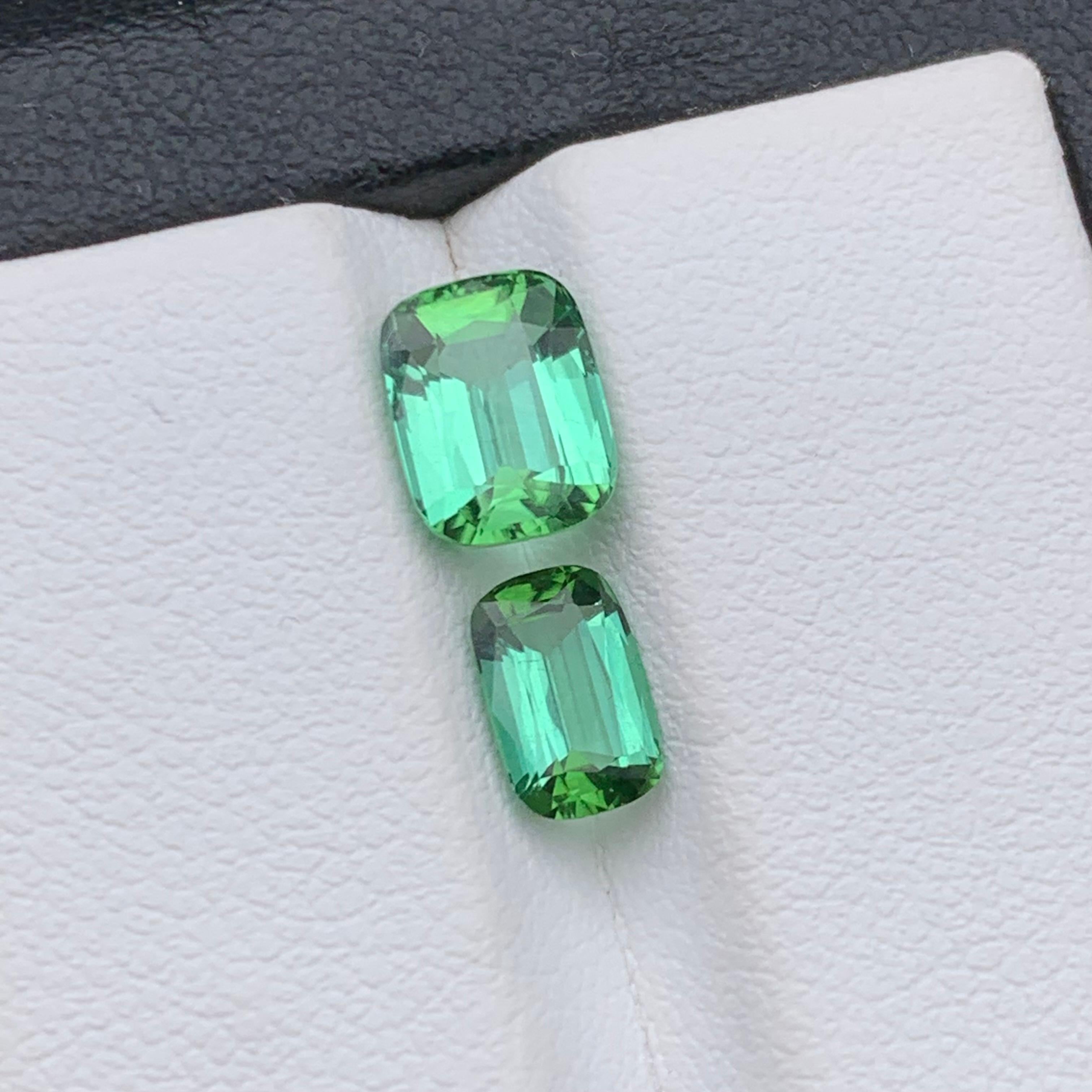 Bague en tourmaline naturelle vert bleuté, pierres précieuses non serties de 2,50 carats, taille coussin en vente 2