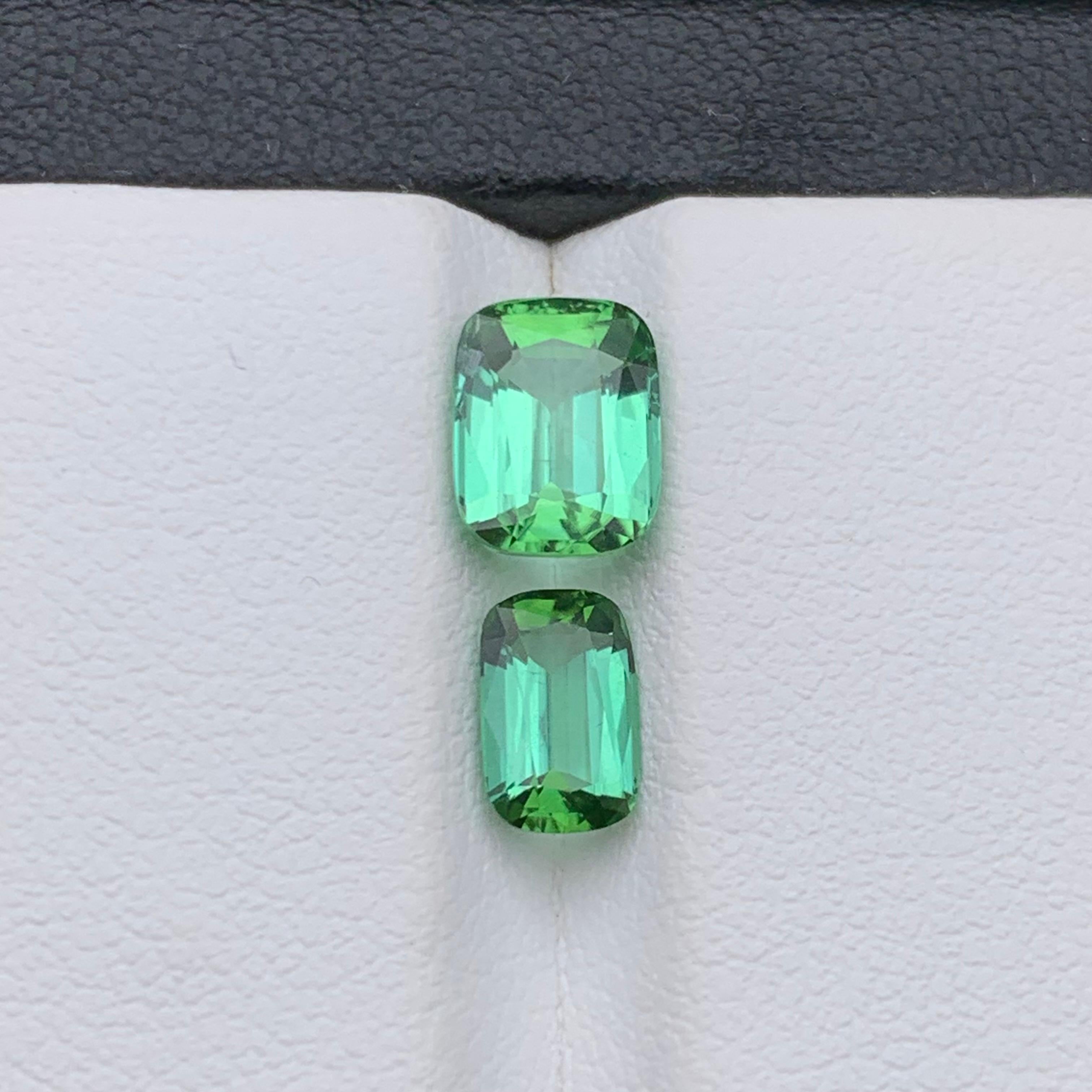 Bague en tourmaline naturelle vert bleuté, pierres précieuses non serties de 2,50 carats, taille coussin en vente 3