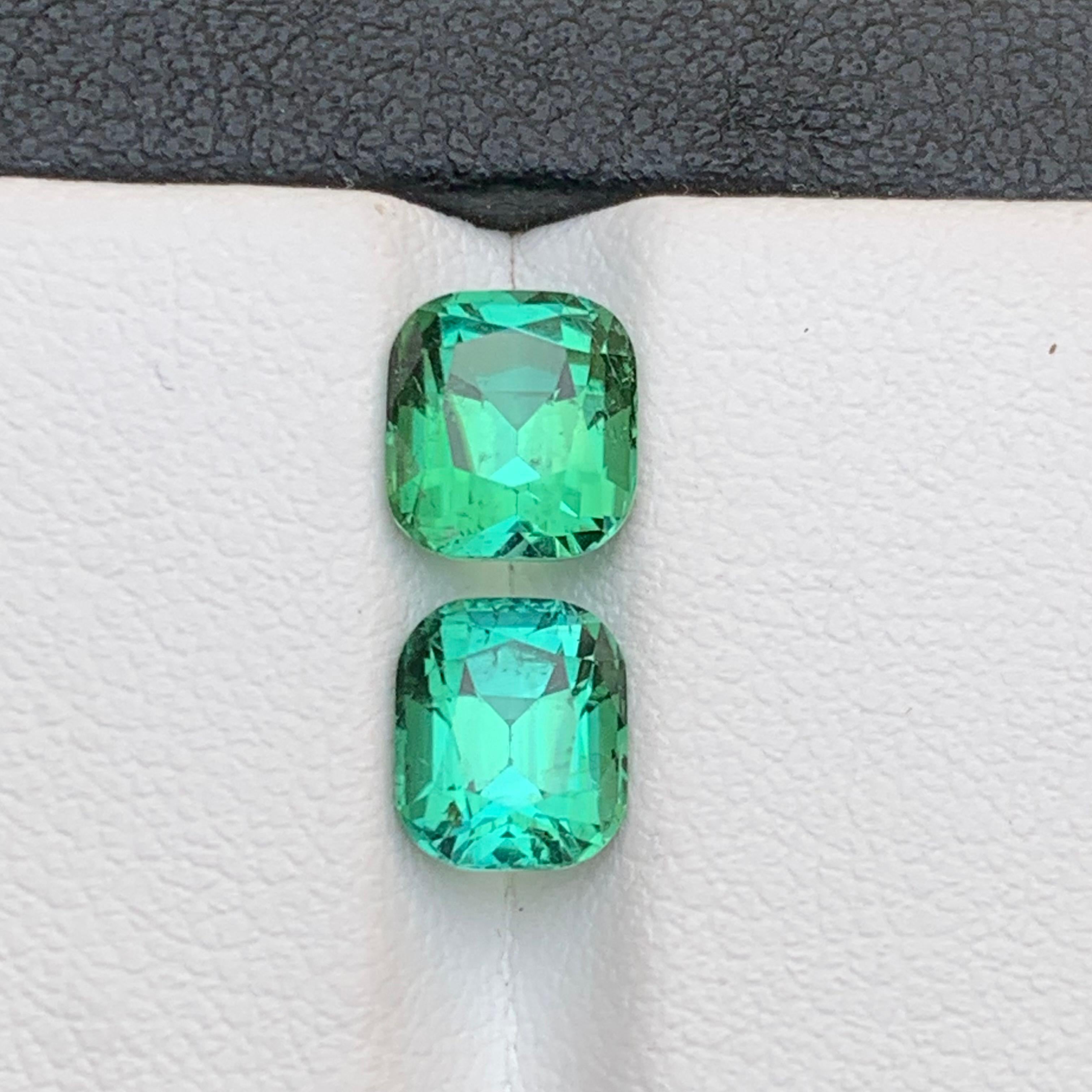Bluish Green Natural Tourmaline Ring Loose Gemstones 3.50 Ct Cushion Cut-Jewelry For Sale 5