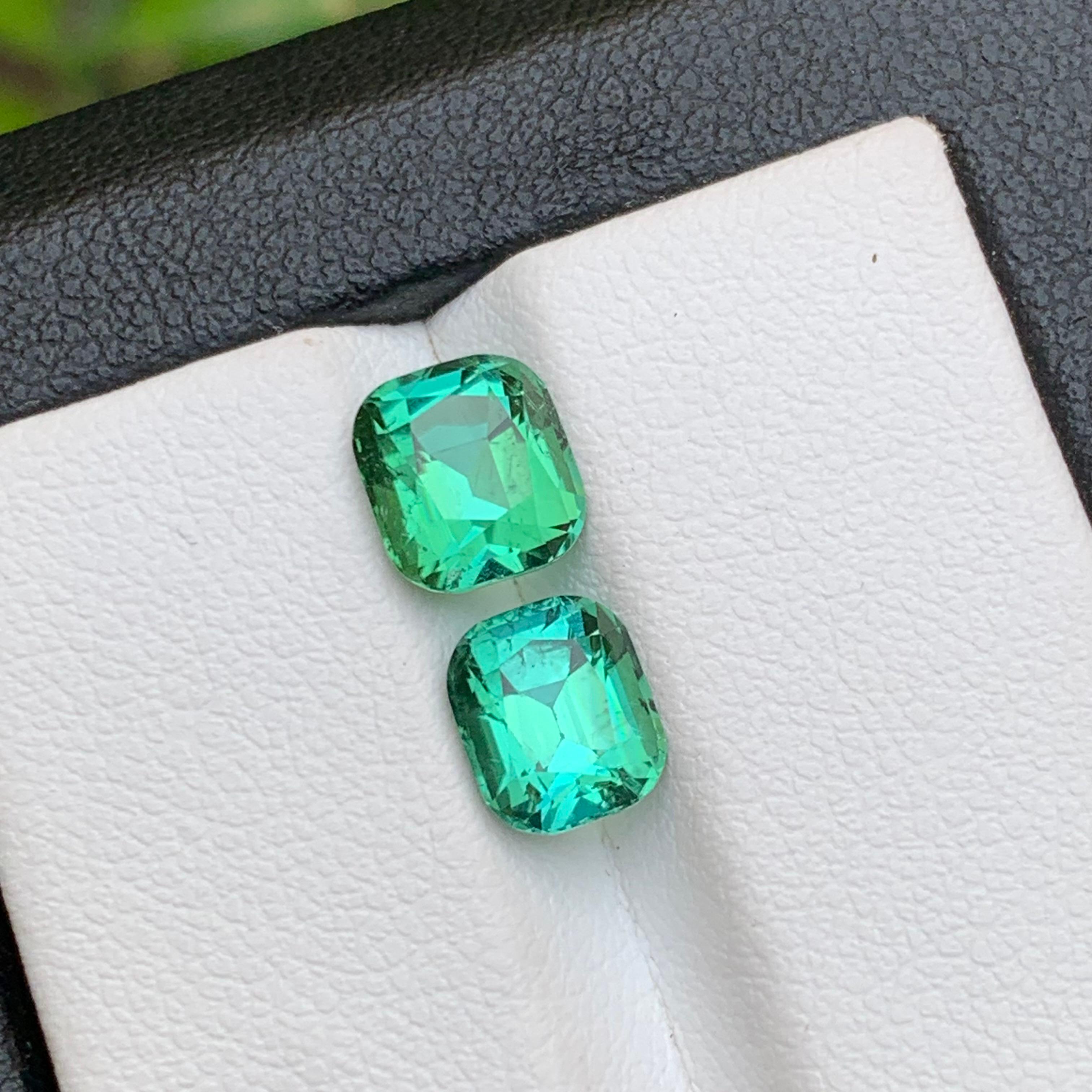 Bluish Green Natural Tourmaline Ring Loose Gemstones 3.50 Ct Cushion Cut-Jewelry For Sale 6